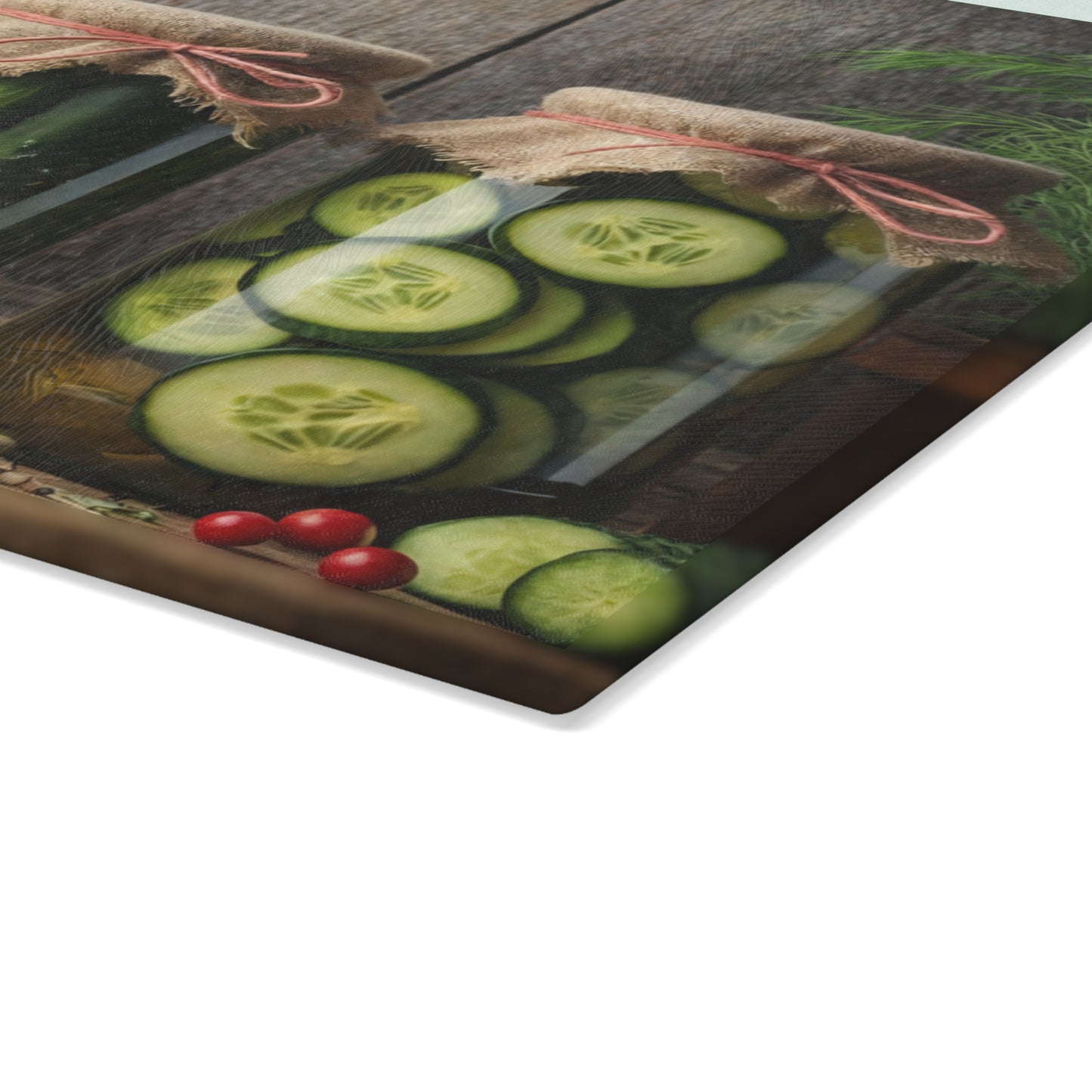 Rustic Pickle Jar Glass Cutting Board – Farmhouse Kitchen Food Art Display