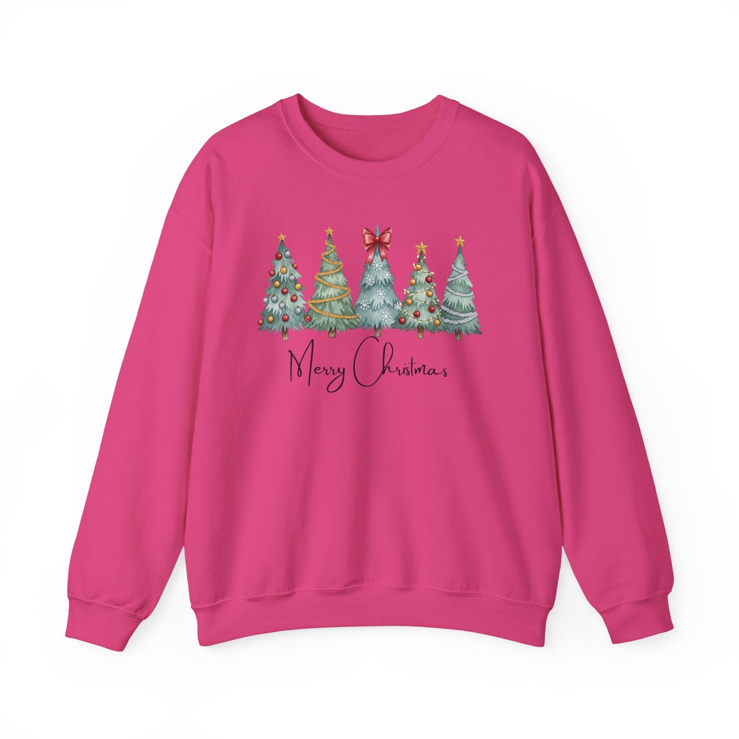 🎄✨ Merry Christmas Trees Sweatshirt – Bold Patterns & Festive Cheer