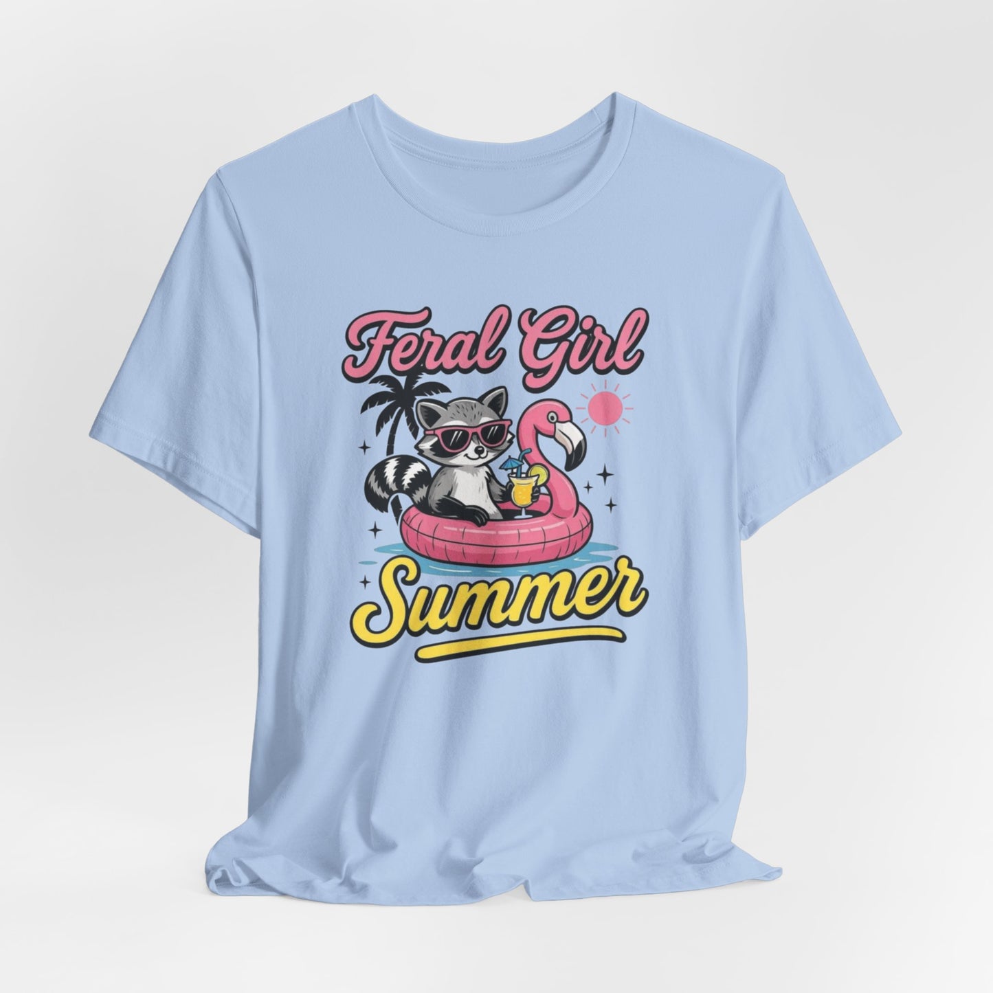 Camiseta de verano para chica salvaje: Mapache divertido con vuelo | Camiseta de verano para mujer