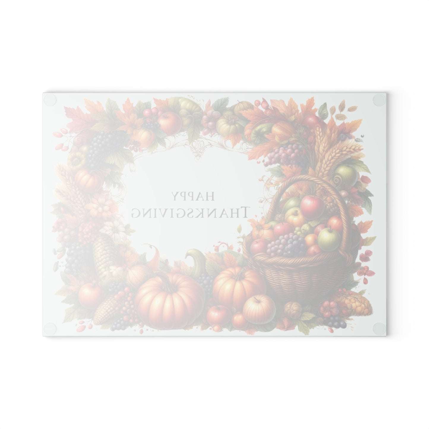 🧺🍂 Happy Thanksgiving Harvest Basket Glass Cutting Board – Warm Autumn Elegance for Your Kitchen ✨🦃