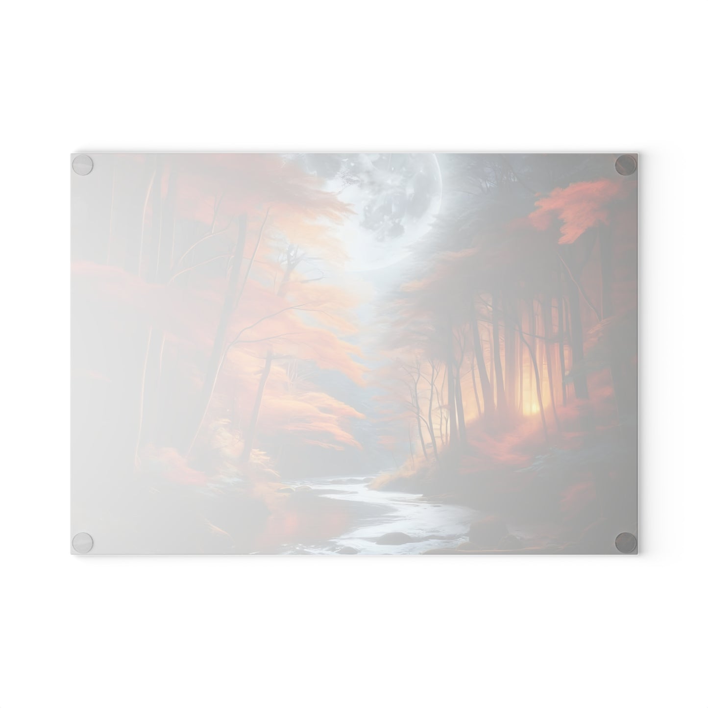 🌕🍂 Autumn Moon Glow Cutting Board – Enchanted Forest River Art 🍂🌕