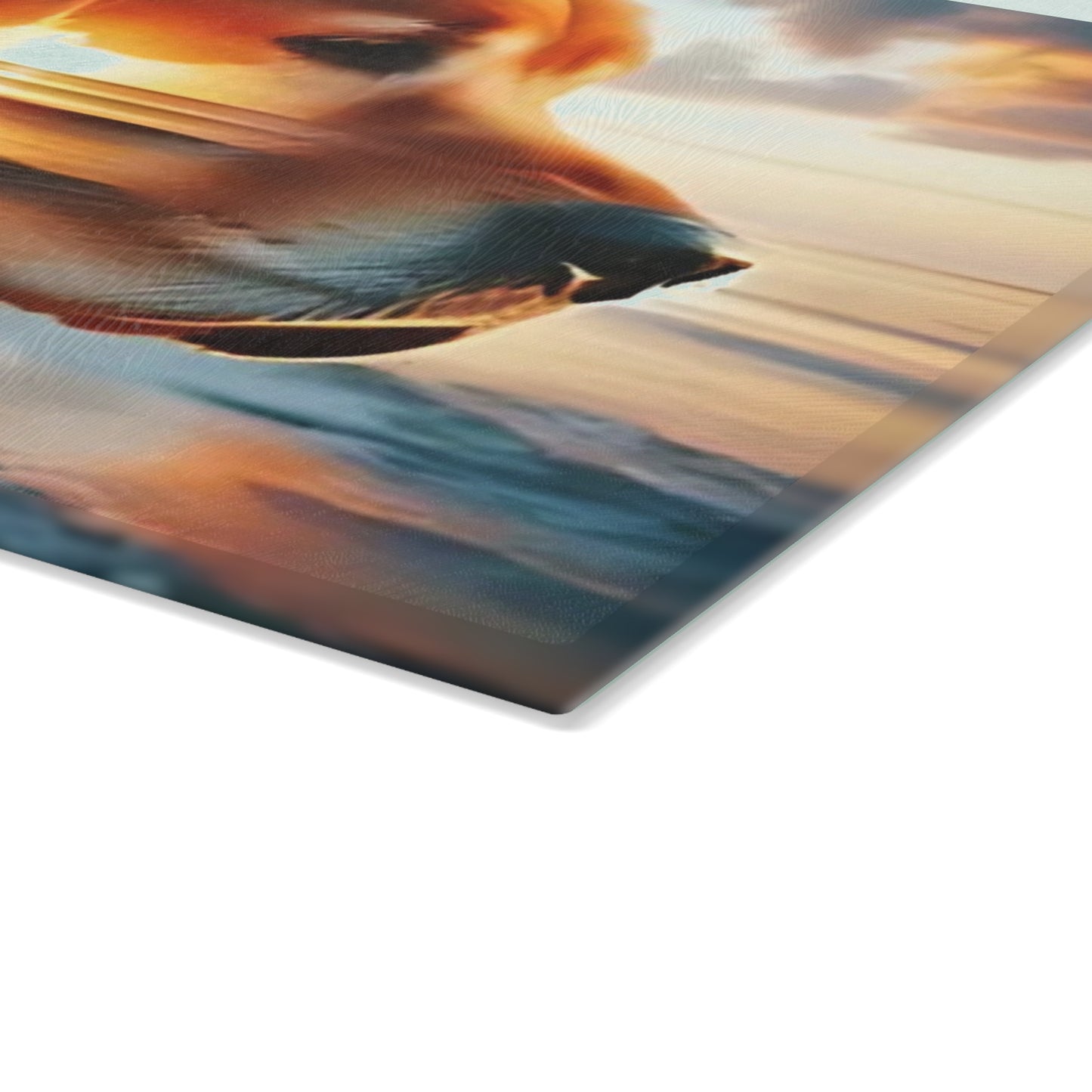 🌅🐕 Golden Retriever Sunset Cutting Board – Coastal Serenity Meets Canine Love 🐾✨