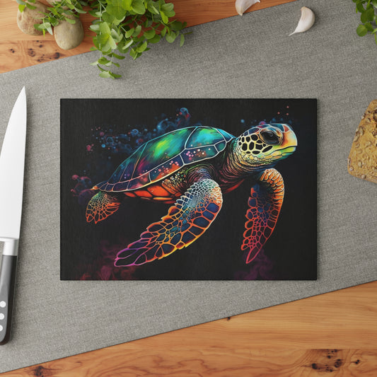 Tabla de cortar - Hermoso diseño de tortuga marina, tabla de cortar de vidrio templado, tabla de charcutería, tabla de cortar, regalo de inauguración de la casa, tabla de cortar personalizada, rústica