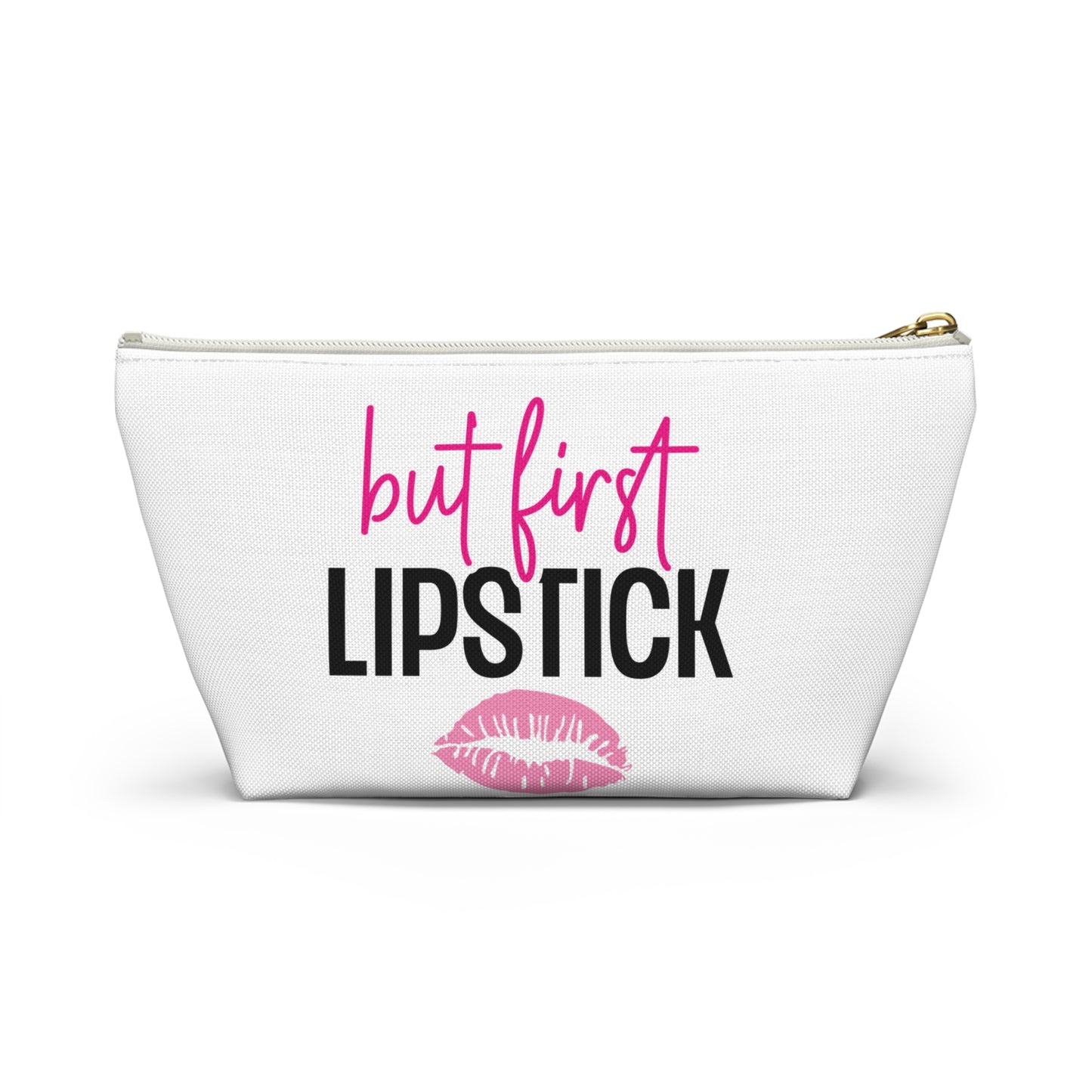 Accessory Pouch – "But First Lipstick" Pink Makeup Bag