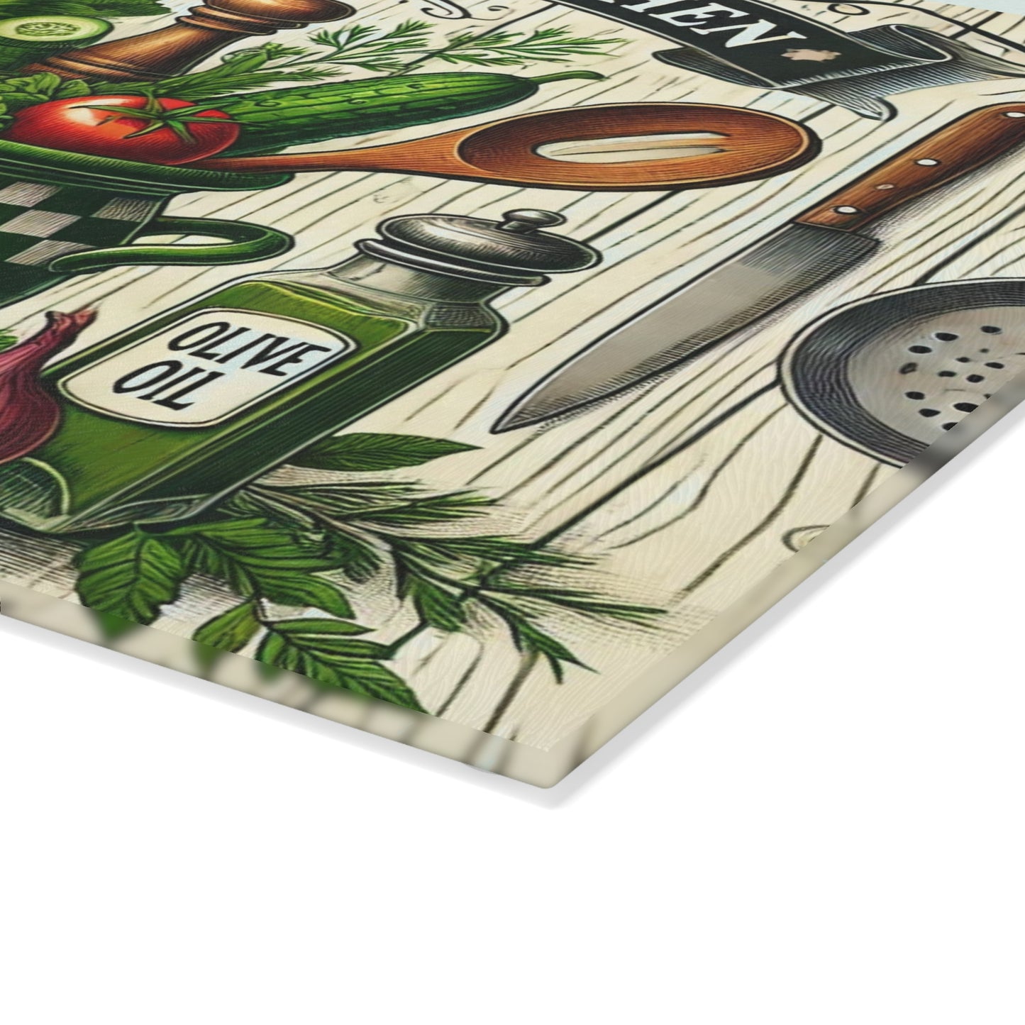 Tabla de cortar de vidrio “Cocina de mamá”: decoración cálida y saludable para cocinar 🌿🍴