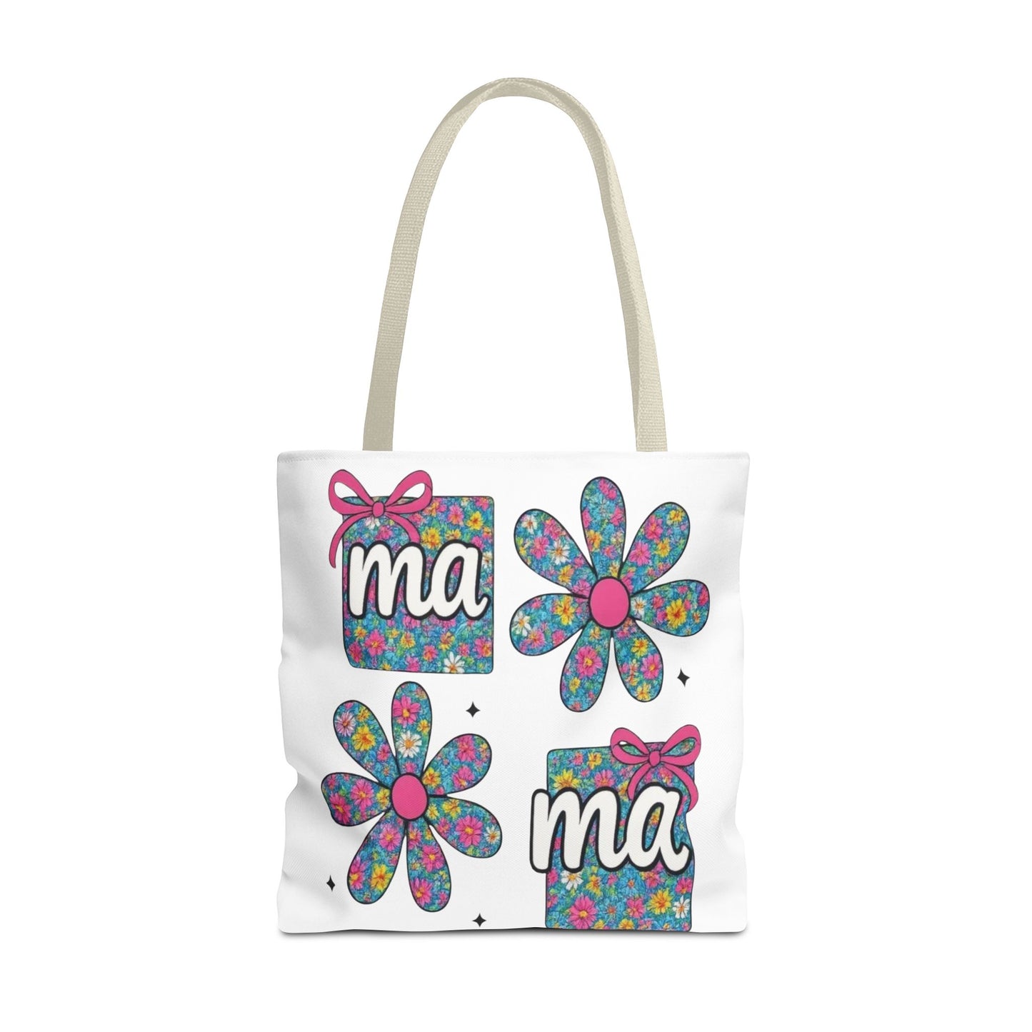Bolso Tote Floral "ma": Un Accesorio Divertido y Brillante para Mamá
