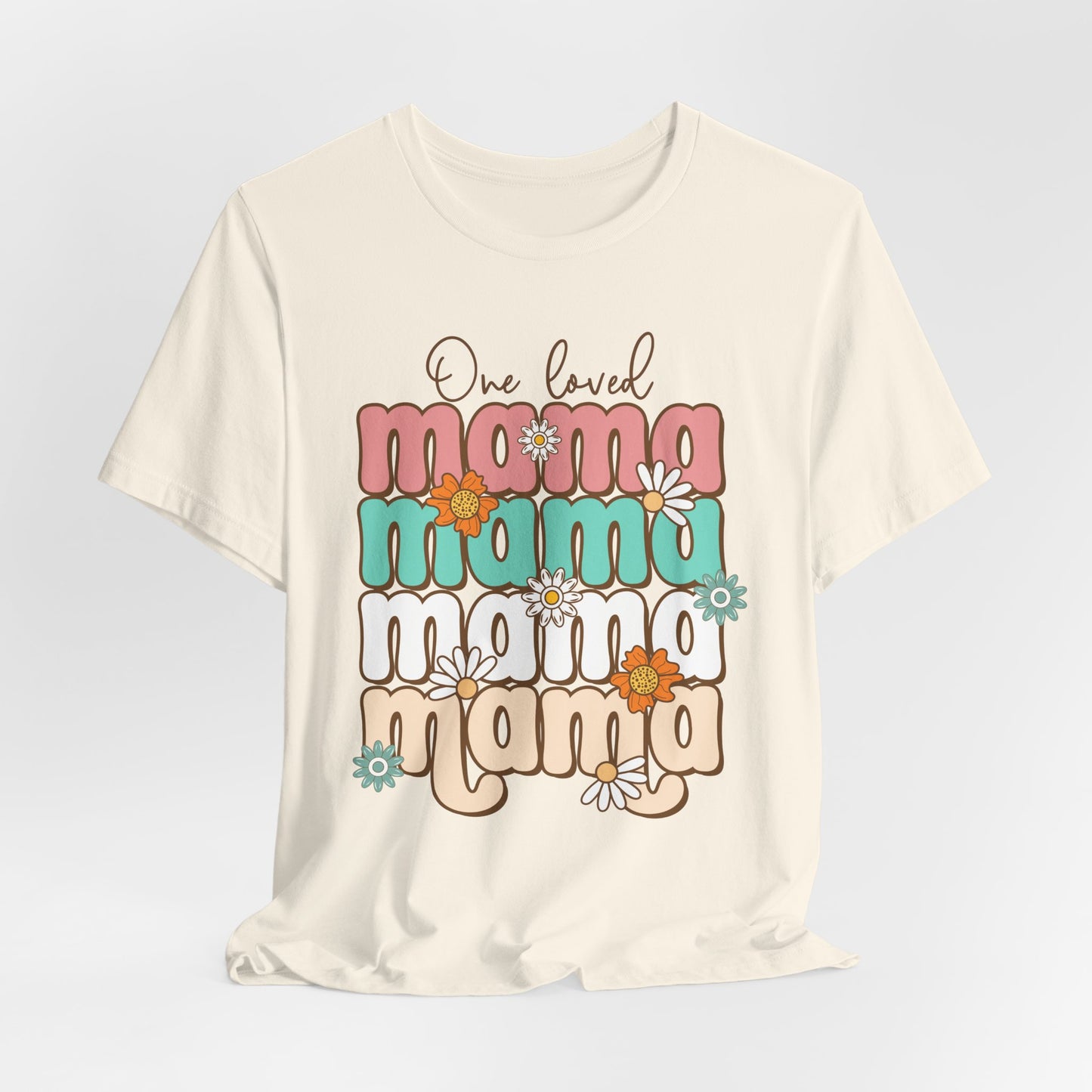 👕 Mama, Mama, Mama, Mama Boho-Style T-Shirt – Joyful Chaos of Motherhood 🌿