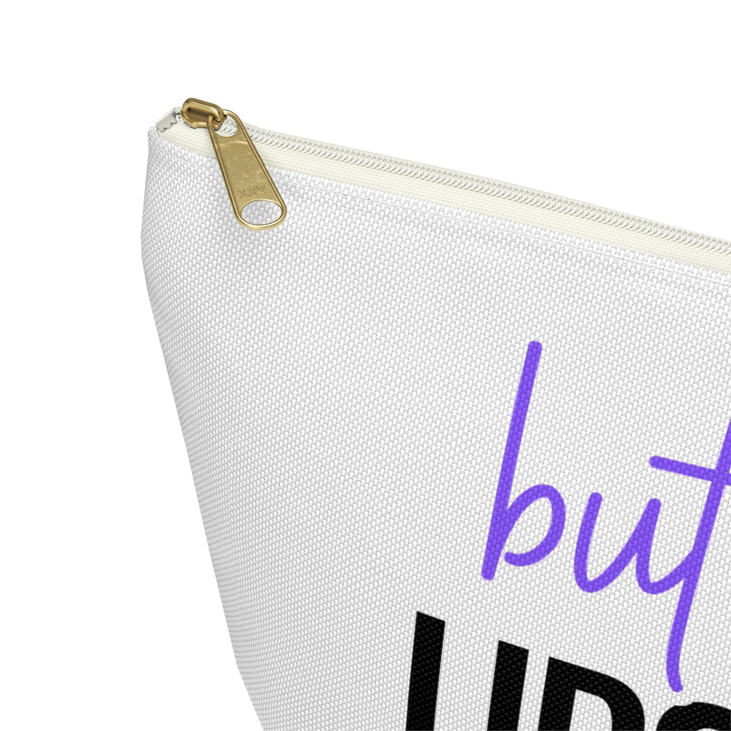 Accessory Pouch – "But First Lipstick" Purple Makeup Bag