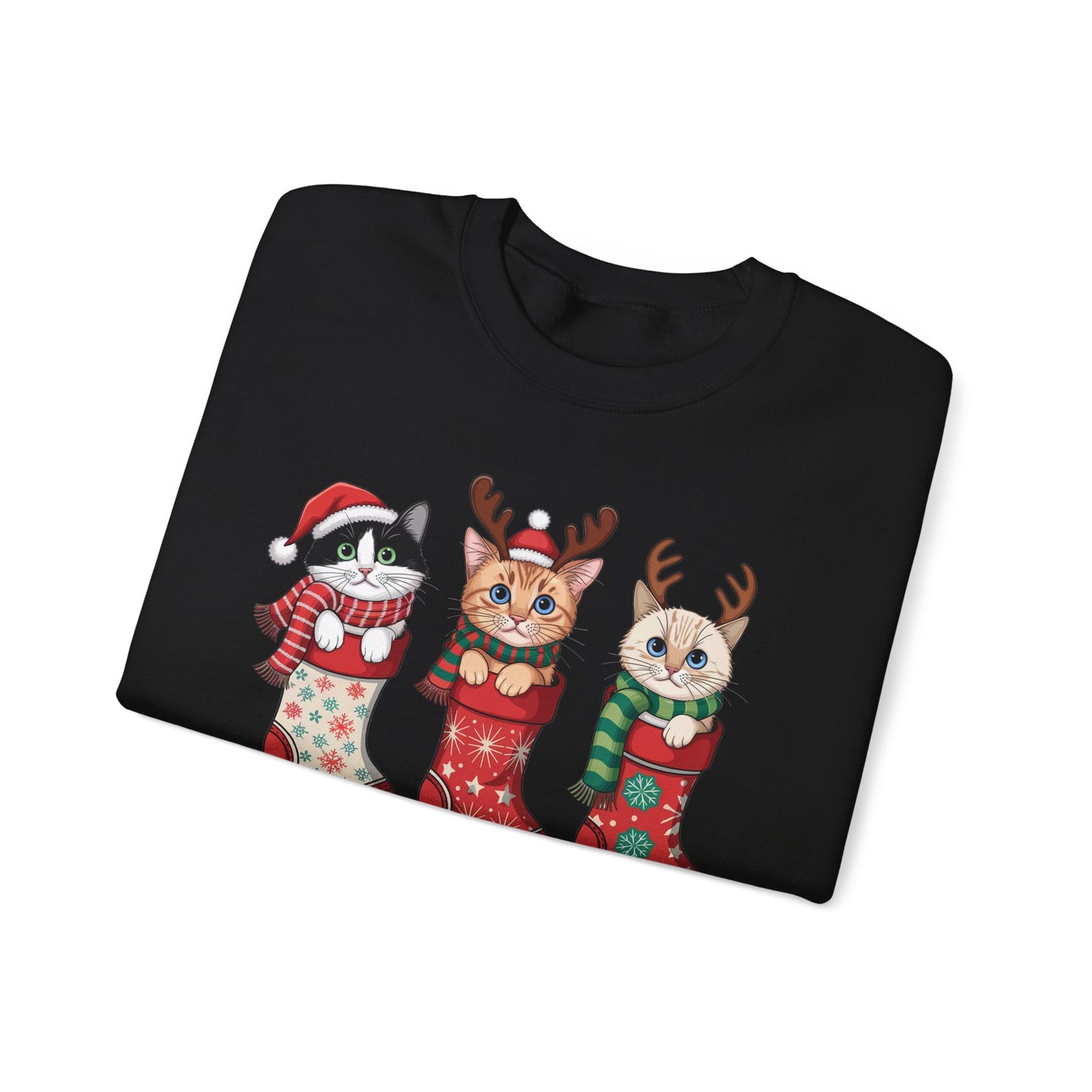🐱🎄 Kitties in Stockings Sweatshirt – Cozy & Adorable Holiday Cats 🧦✨