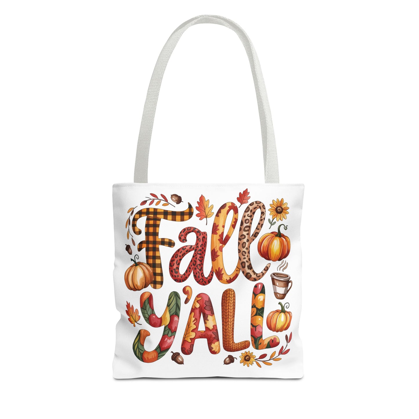 🎃 Fall Y’all Tote Bag – Bold Prints, Cozy Coffee & Pumpkin Cheer 🍂