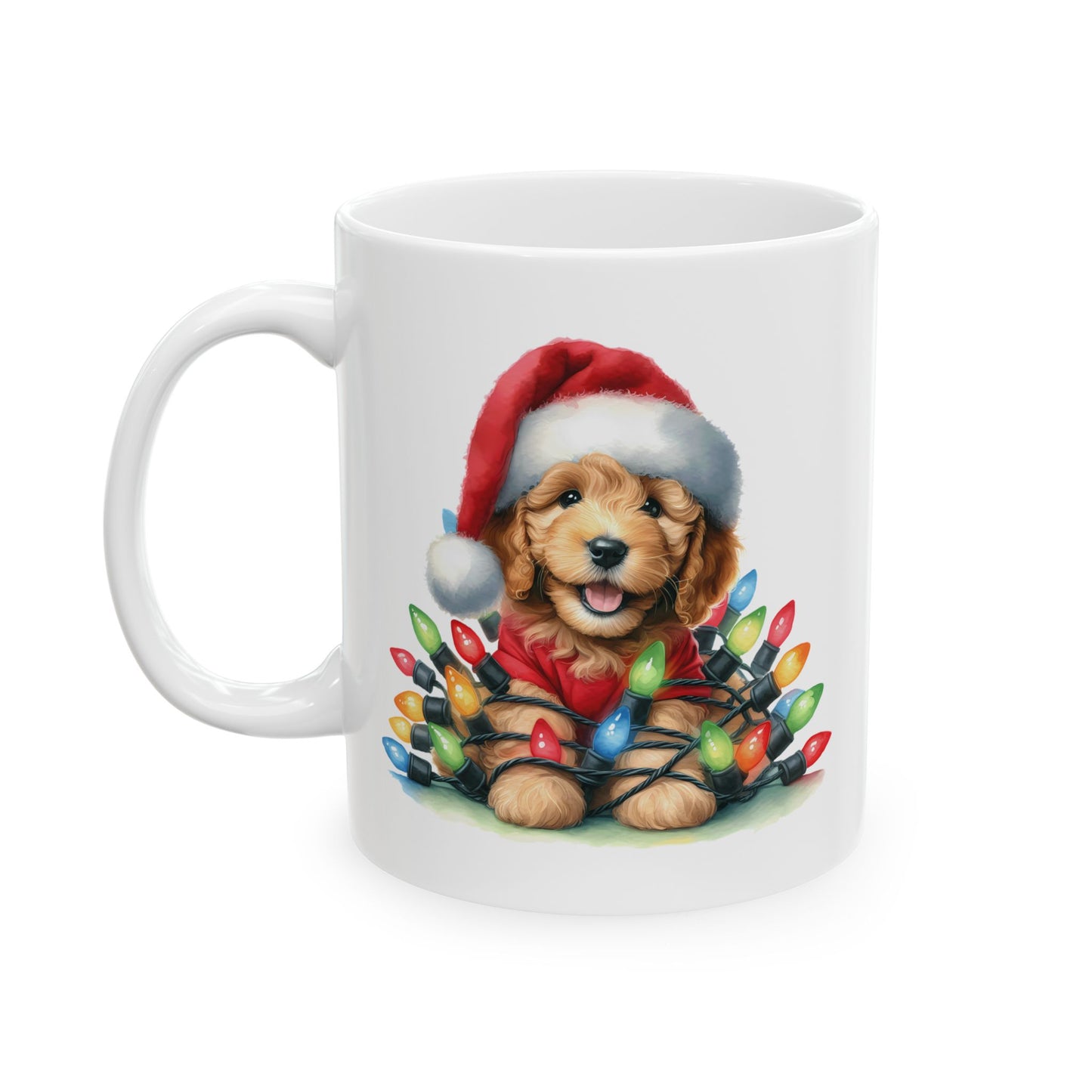 🎄 Doodle Christmas Lights Mug – Holiday Cheer with a Fluffy Twist! ☕🐶