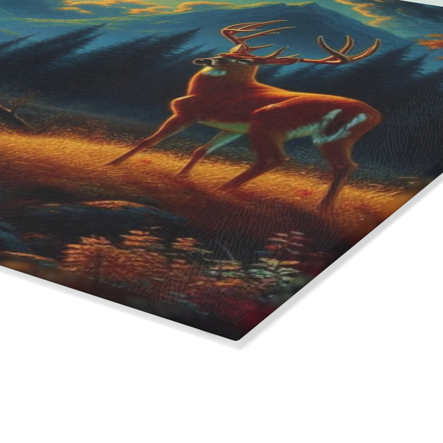 Moonlit Forest Buck Cutting Board – Enchanted Wilderness Art
