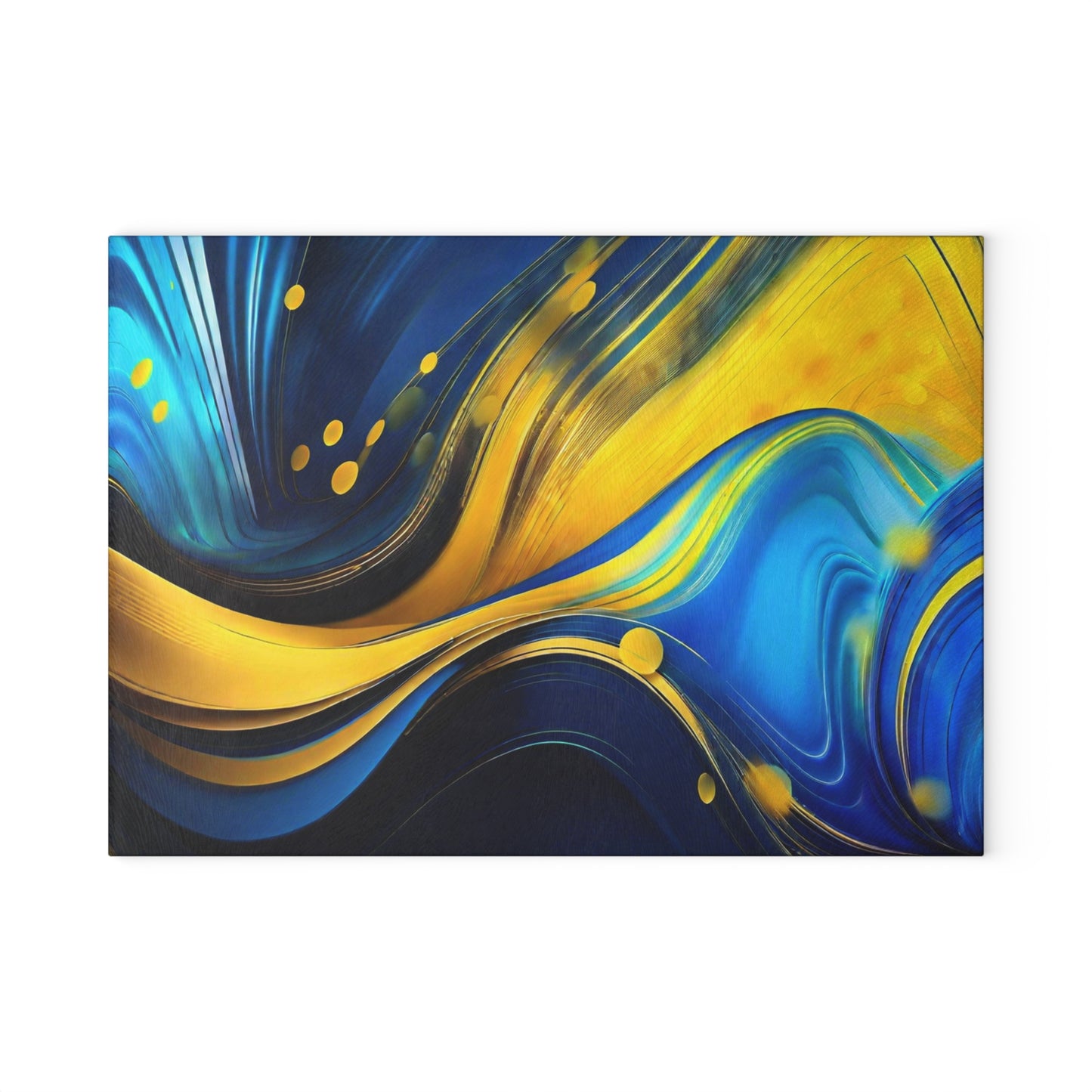 💙💛 Blue & Gold Abstract Cutting Board – Modern Elegance for Your Kitchen ✨