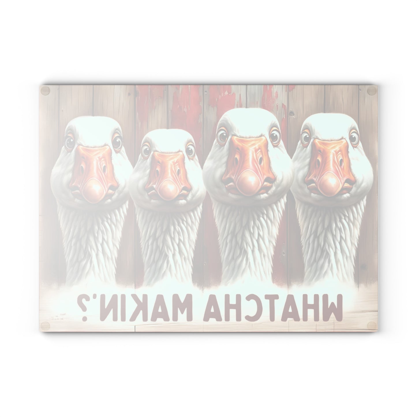 🪿🤎 “Whatcha Makin’?” Glass Cutting Board – Cozy Charm for Your Kitchen