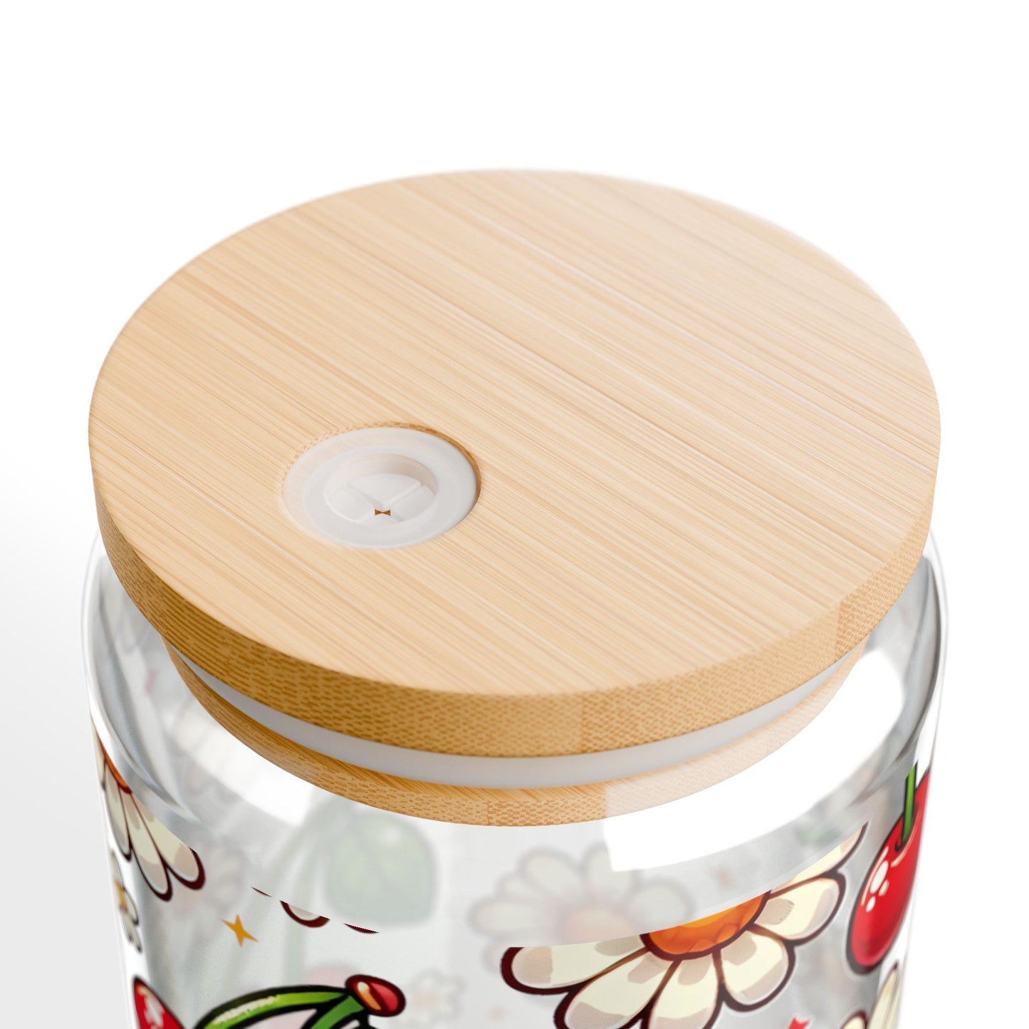 🍒🌼 Cherry & Daisy Delight Sipper Glass – Sweet Retro Fun for Every Sip 💫