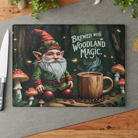 🍄☕ Brewed with Woodland Magic Gnome Cutting Board – Enchant Your Kitchen 🍄☕