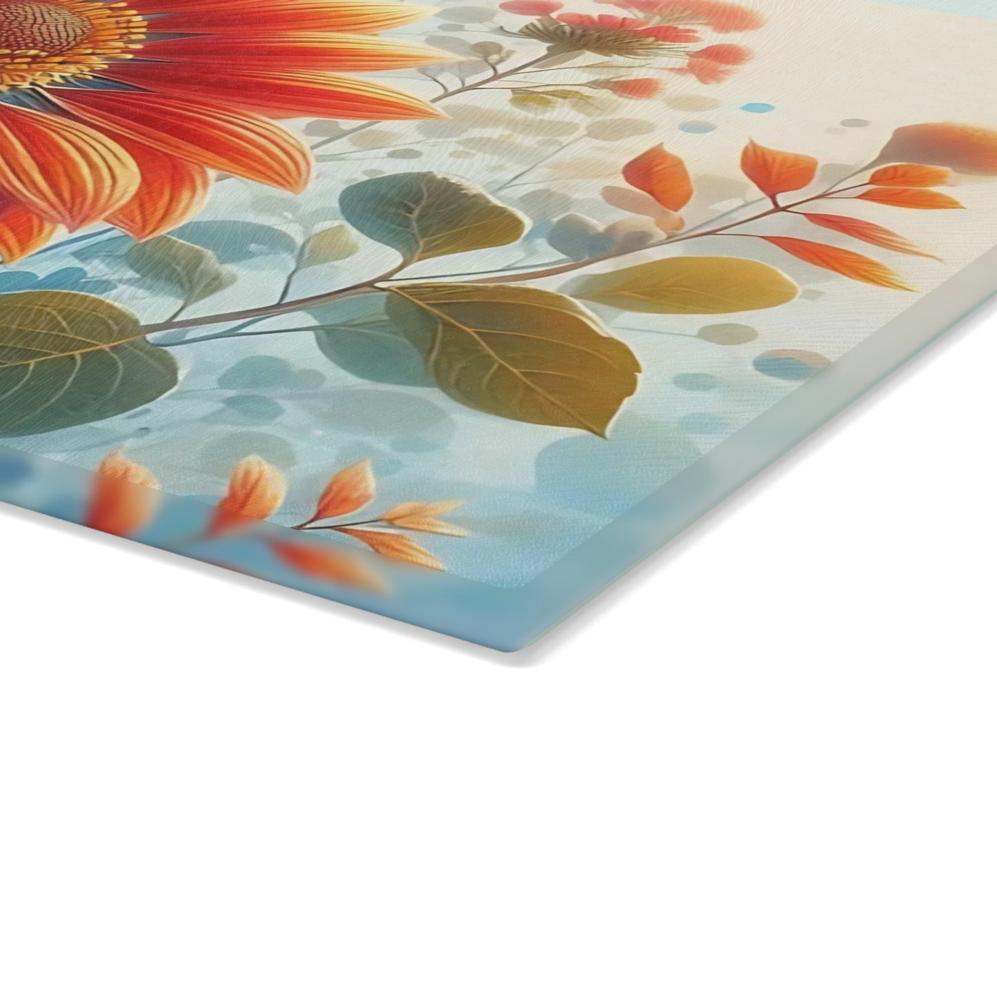 🌻 Bold Bloom – Tabla de cortar de vidrio con diseño de girasol vibrante