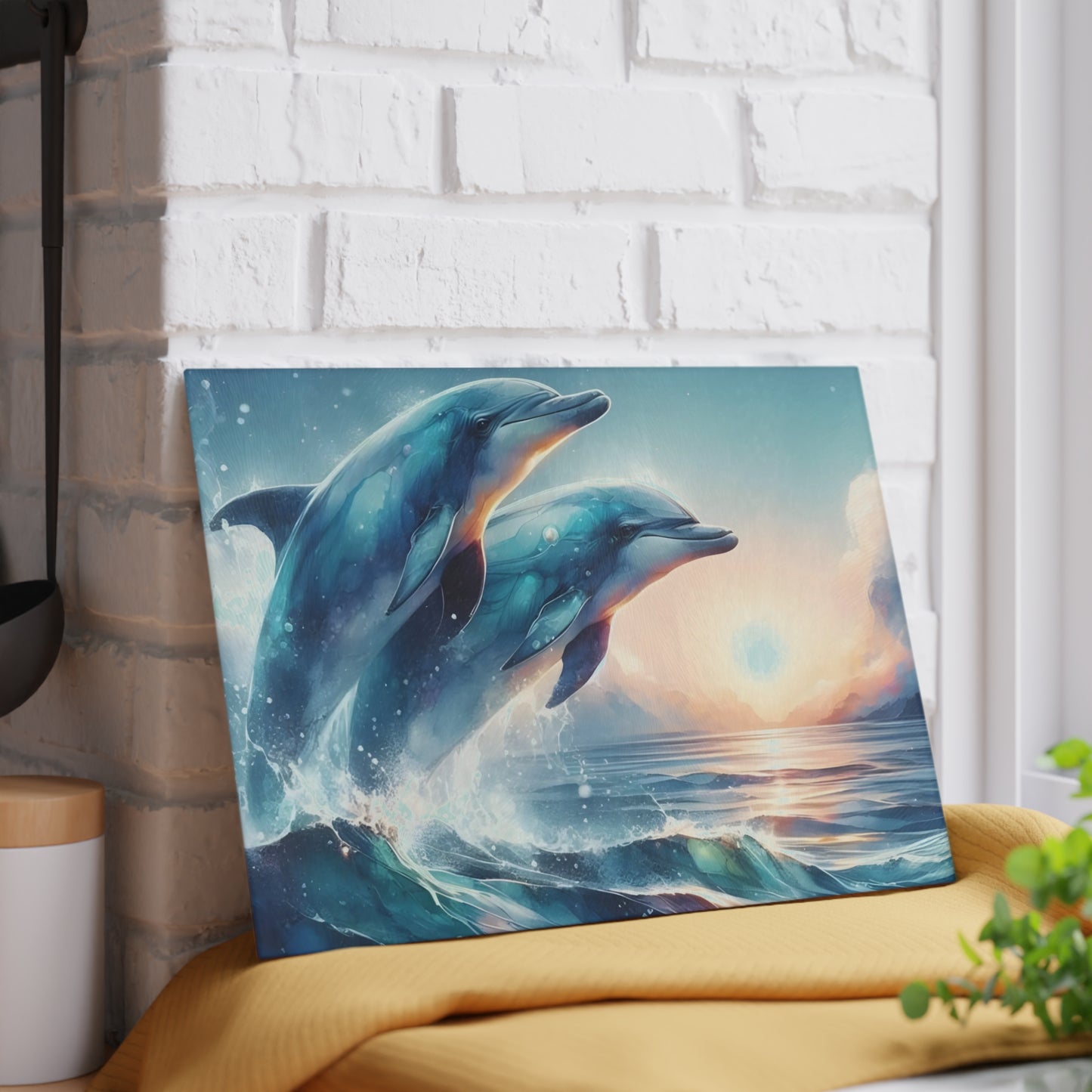 🌊🐬 Sunlit Ocean Dolphins Cutting Board – Serenity Meets Coastal Elegance 🐬🌊