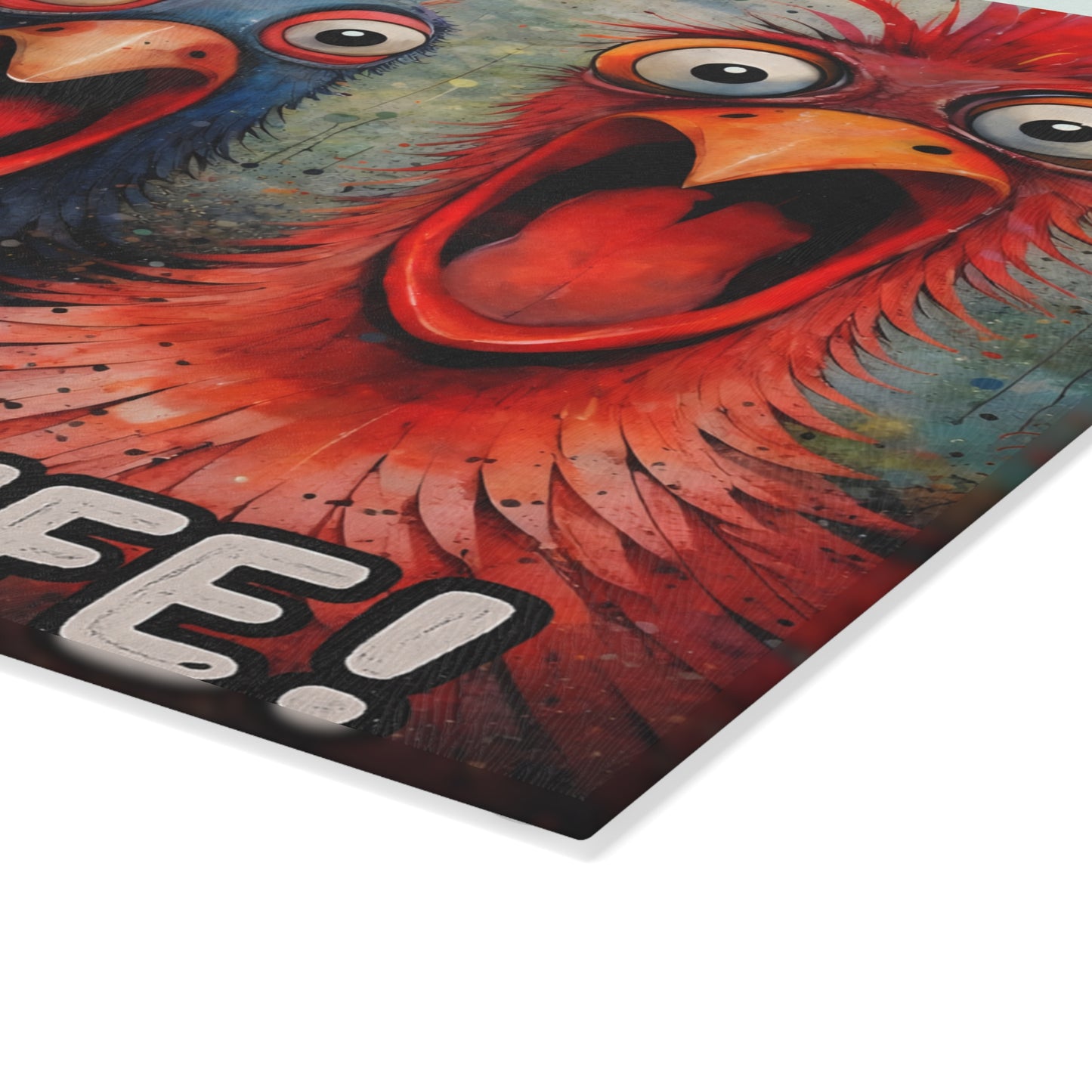She Has a Knife Glass Cutting Board – Funny Chicken Kitchen Art with Bold Farm Humor
