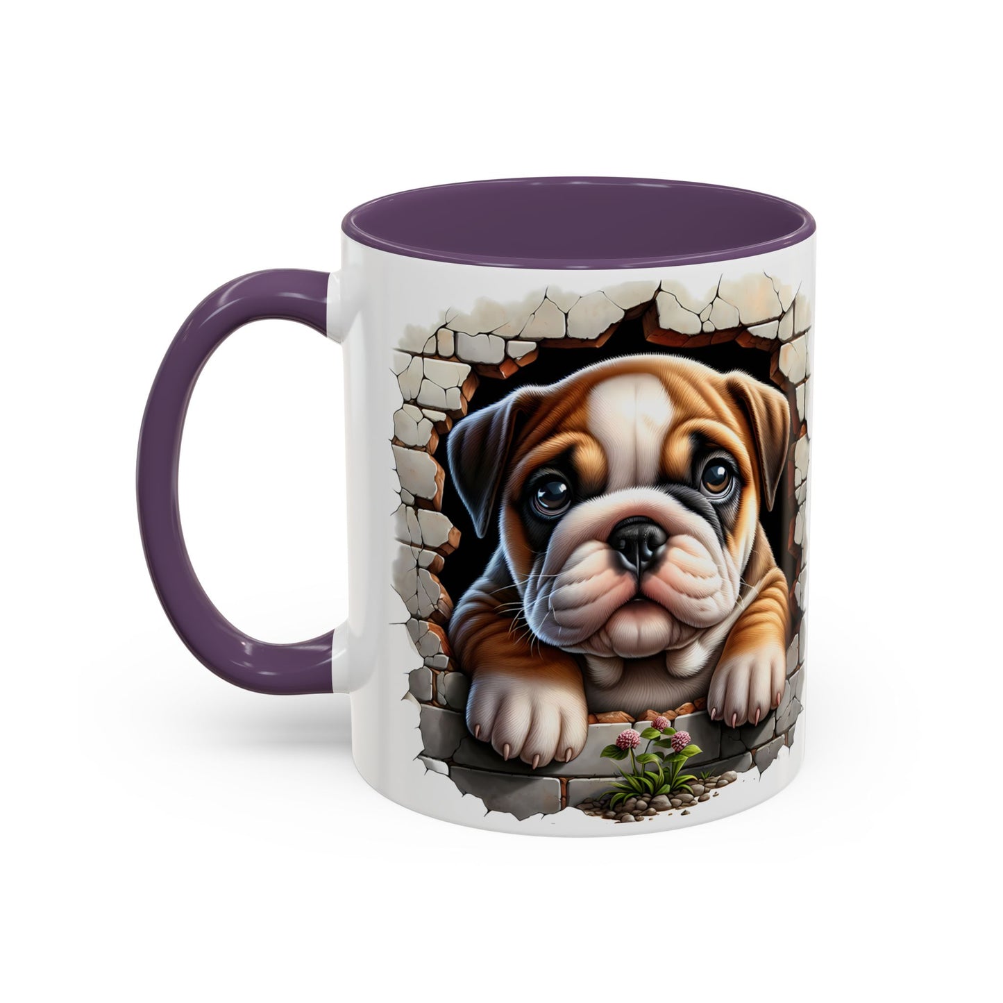 🎀🐶 English Bulldog Puppy Accent Mug – Cute Peek-Through Dog Design for Animal Lovers ☕💖