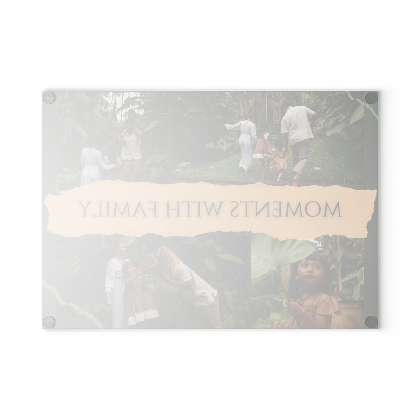 Moments with Family Photo Collage Glass Cutting Board – Personalized Family Memory Keepsake