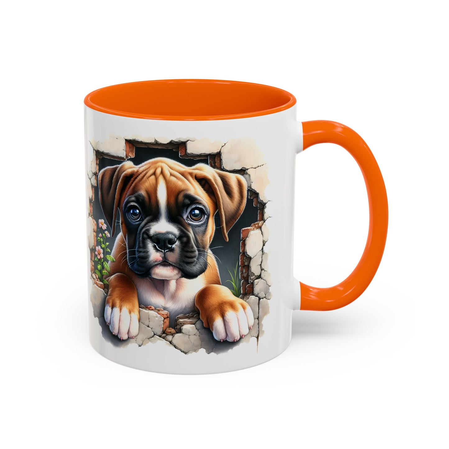 🐶☕ Boxer Puppy Peek Accent Mug – Adorable Dog Lover Gift ✨💛