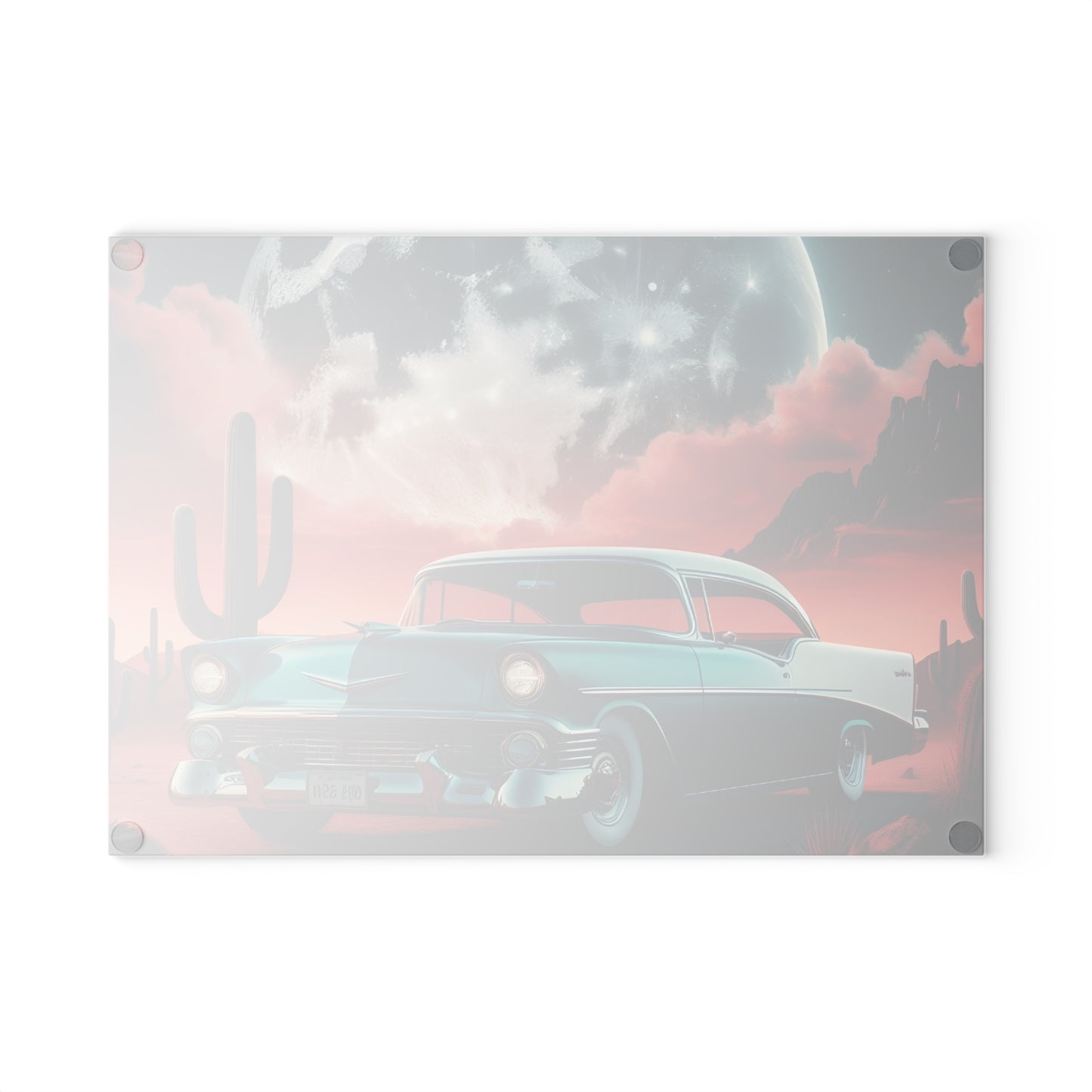 🌵 Retro Desert Night Car Cutting Board – Vintage Vibes for Your Kitchen 🚗
