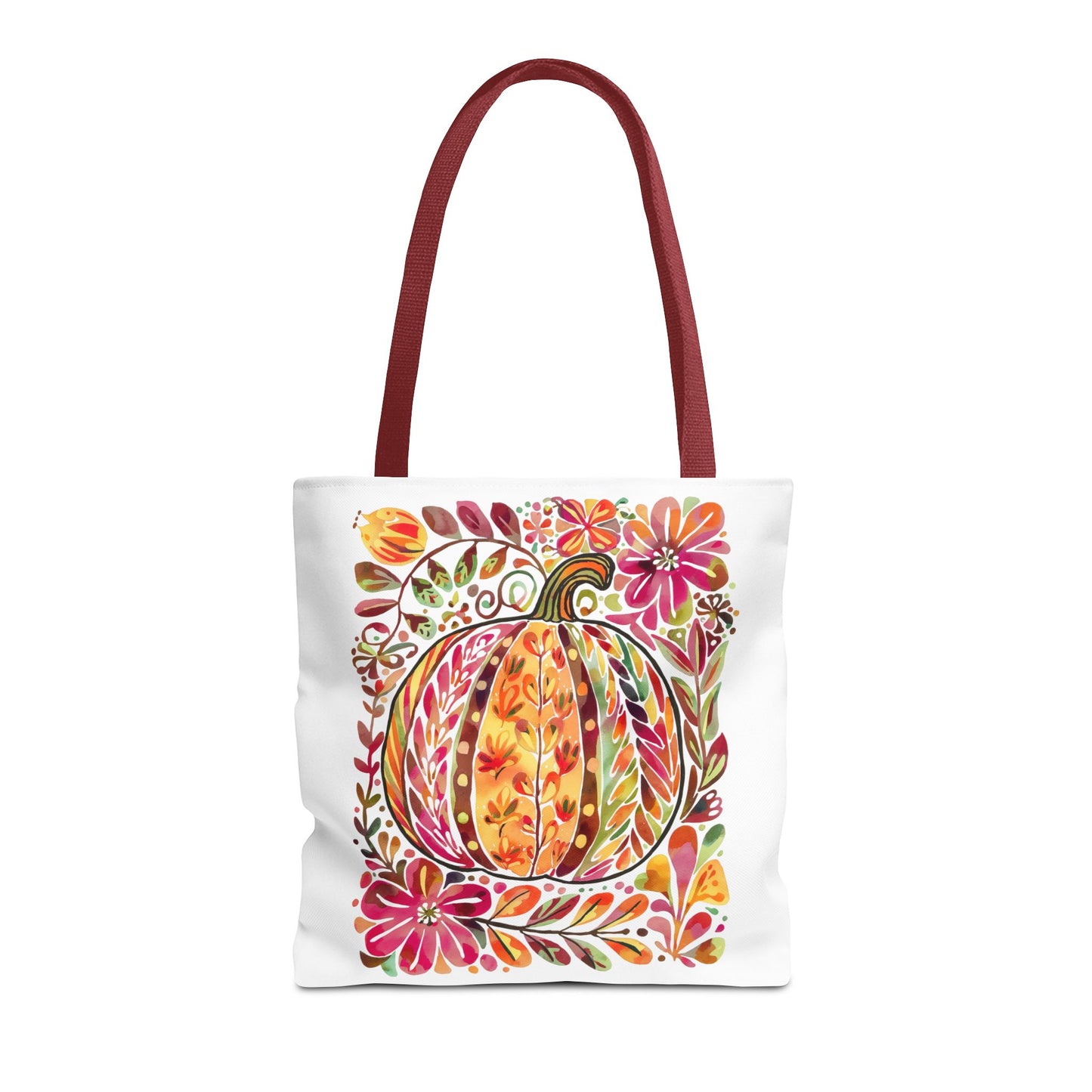 🎨 Watercolor Autumn Pumpkin Floral Tote Bag – Artistic Fall Charm 🍂