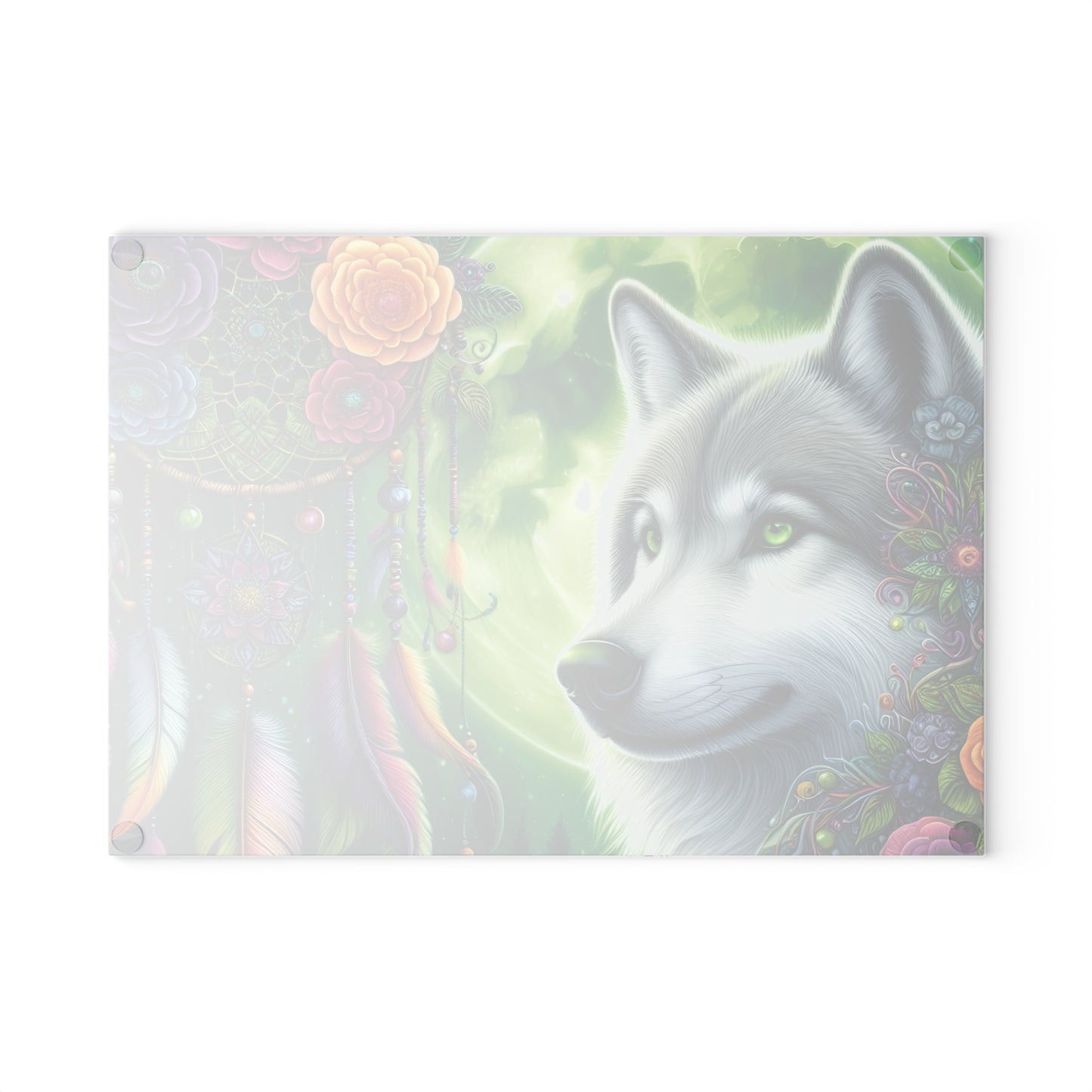 🐺🌙 Dreamcatcher Wolf Cutting Board – Mystic Beauty for Your Kitchen ✨