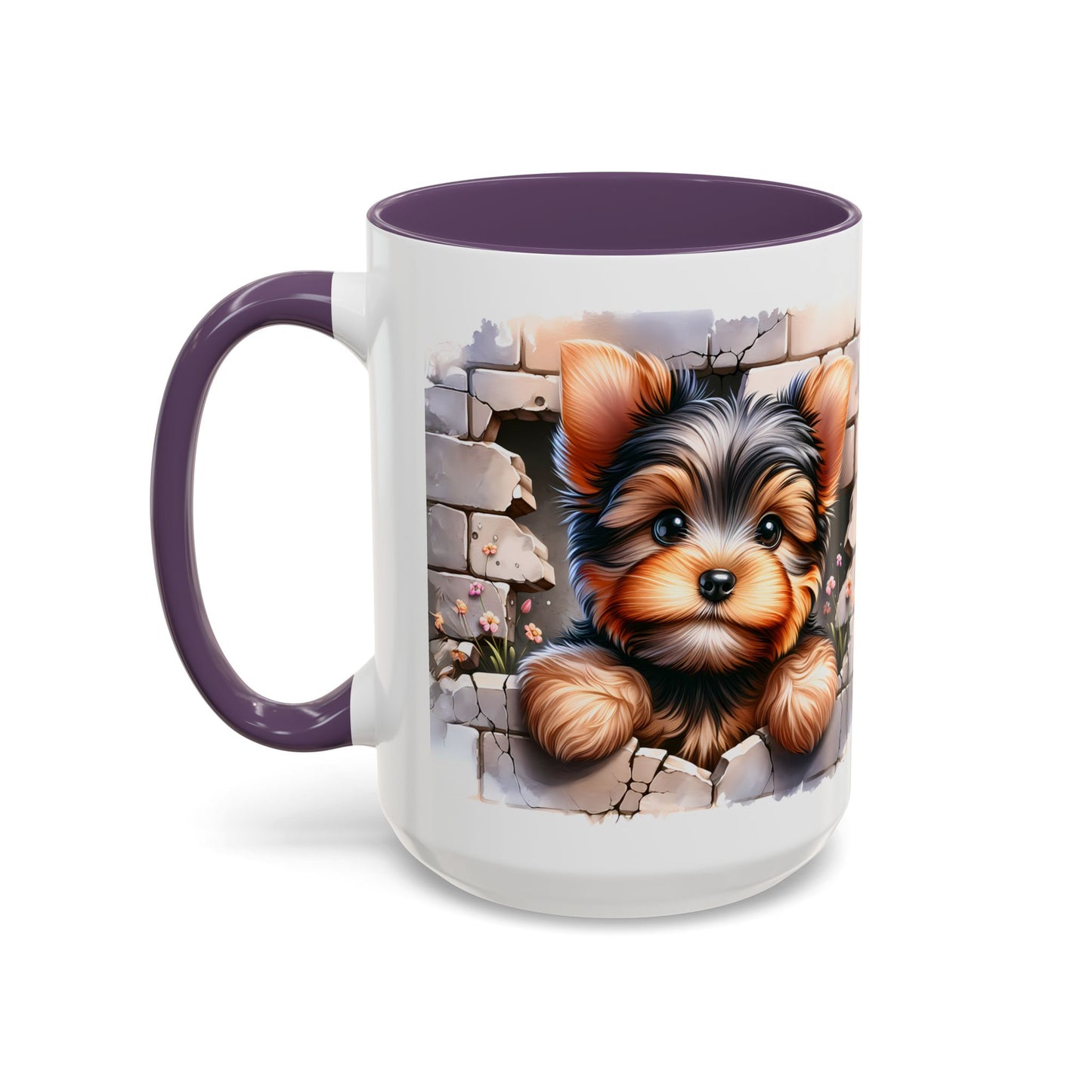 🎀🐶 Yorkie Puppy Accent Mug – Cute Peek-Through Dog Design for Animal Lovers ☕💖