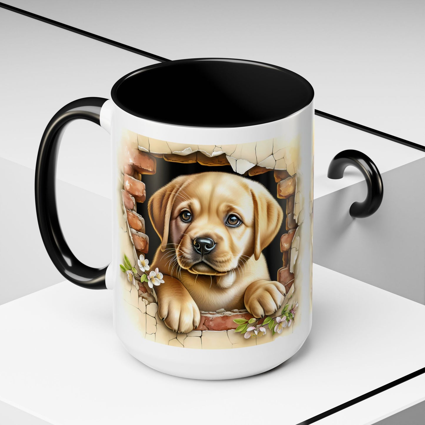 🐶☕ Labrador Puppy Peek Accent Mug – Sweet Yellow Lab Lover Gift ✨💛