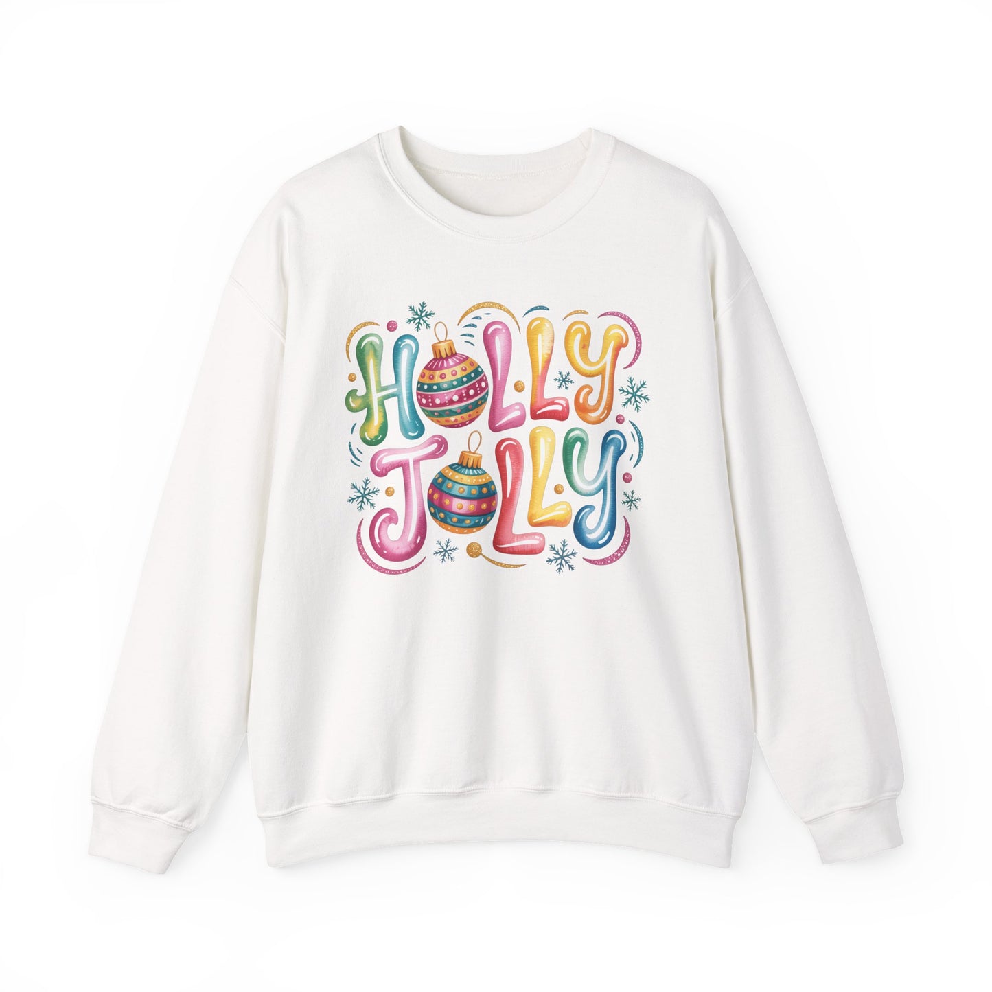 🎄✨ Holly Jolly Rainbow Ornament Christmas Sweatshirt – Festive & Fun Holiday Style 🌈🎁