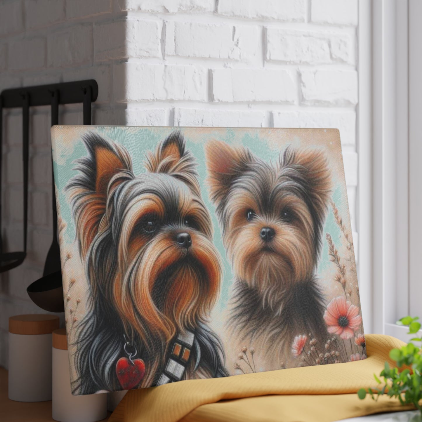 Tabla de cortar de Yorkshire Terrier, Yorkshire Terrier, Chewbacca, regalo para amantes de los perros, vidrio templado, regalo de inauguración de la casa, regalo de chef, tabla de charcutería, regalo único.