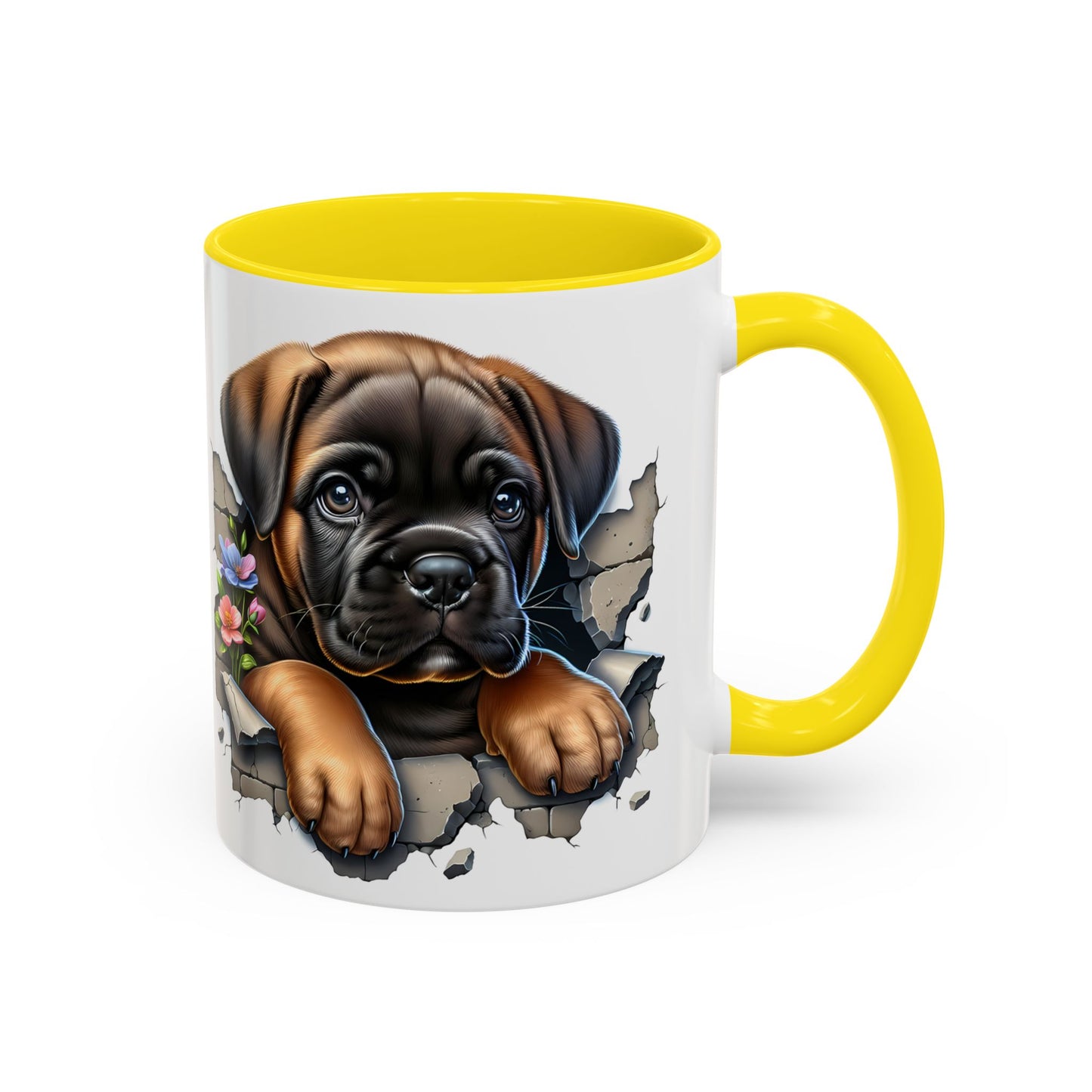 🧡 Boxer Puppy Accent Mug – Adorable Peek-Through Cup for Dog Lovers