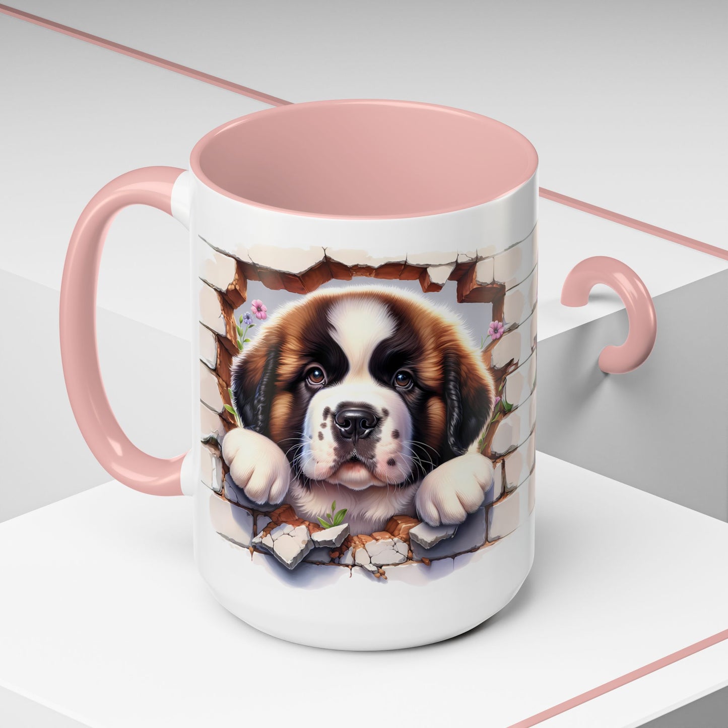 🐾☕ St. Bernard Puppy Peek Accent Mug – Gentle Giant Pup Lover Gift ✨❤️