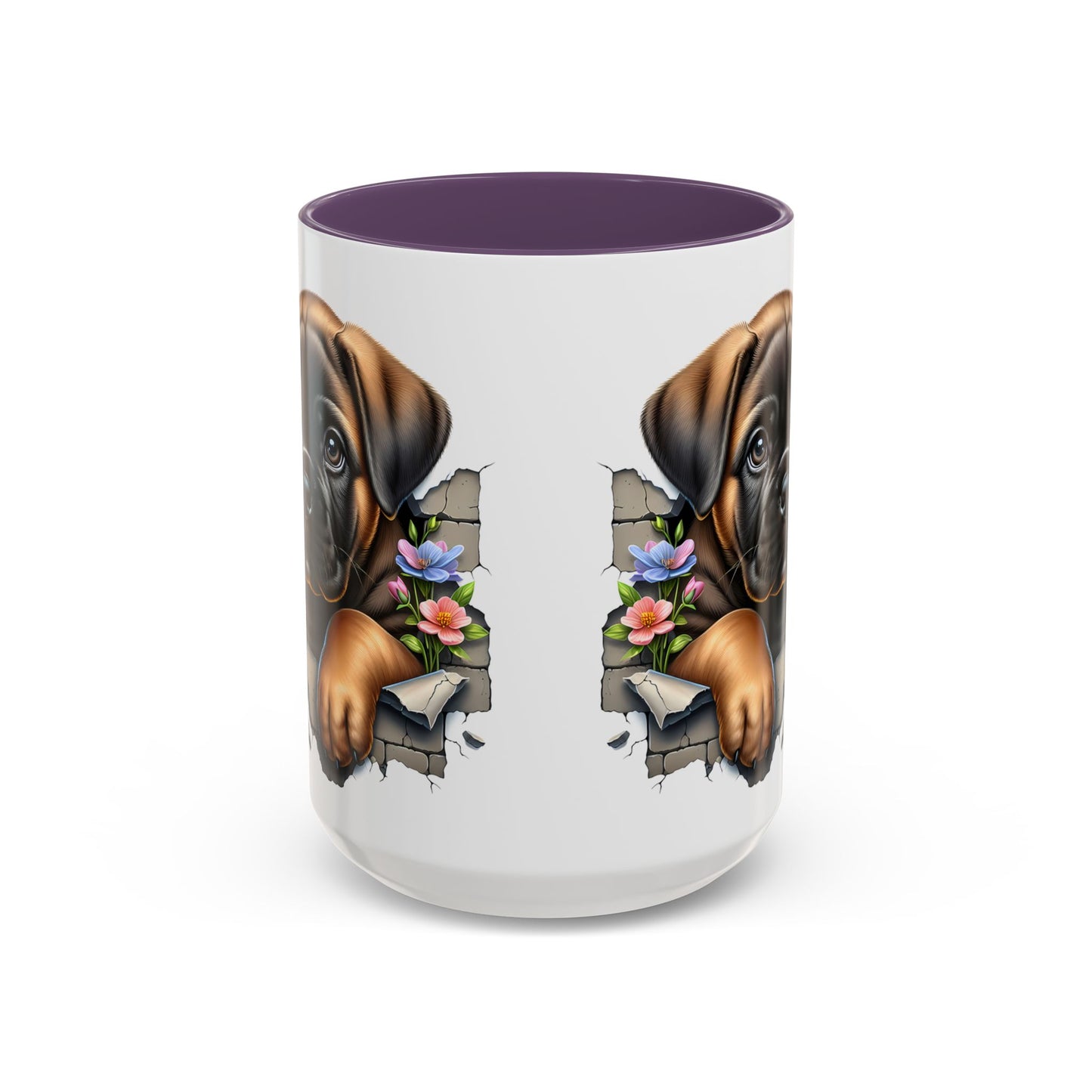 🧡 Boxer Puppy Accent Mug – Adorable Peek-Through Cup for Dog Lovers