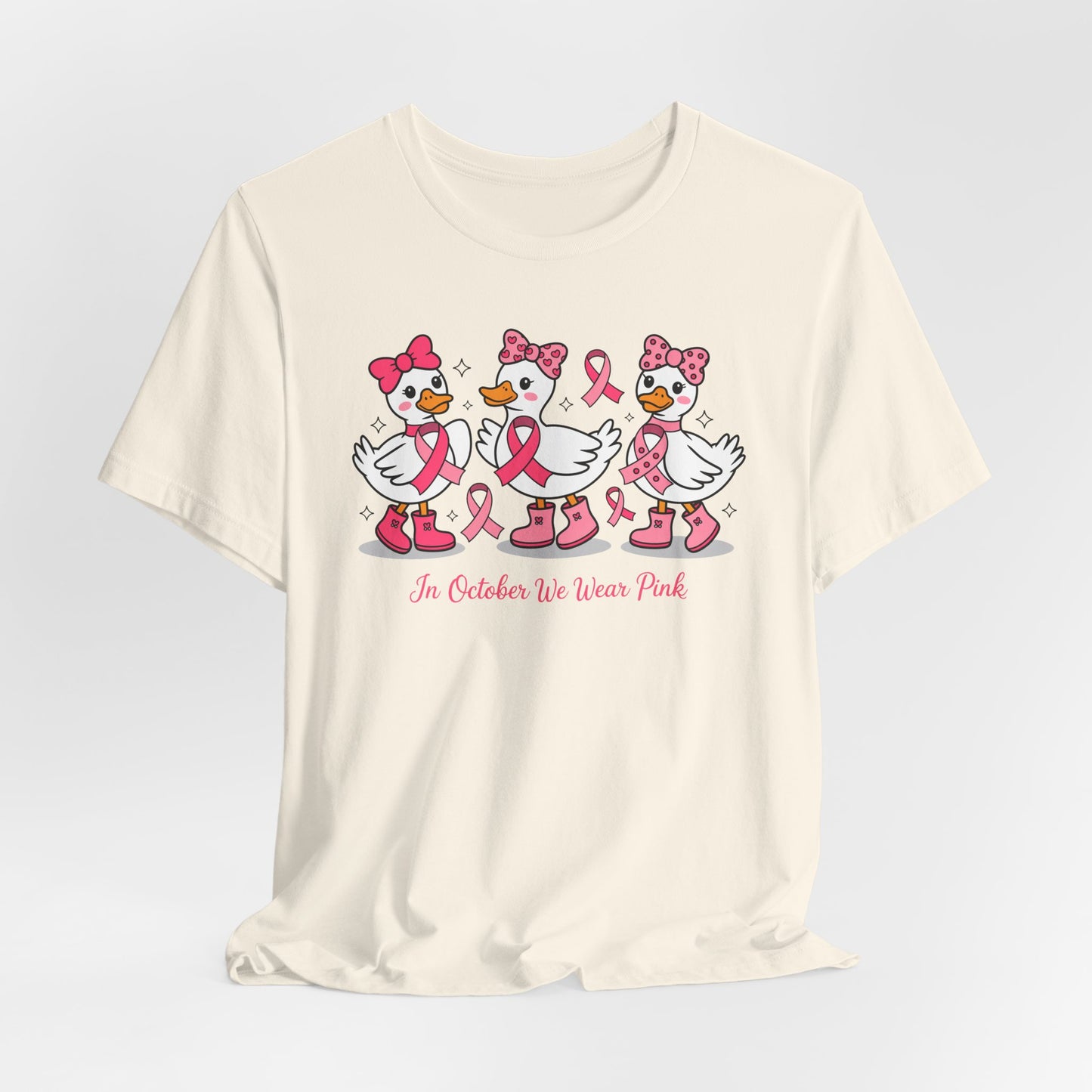 🎀🦆 In October We Wear Pink Duck T-Shirt – Cute Breast Cancer Awareness Tee 💖✨