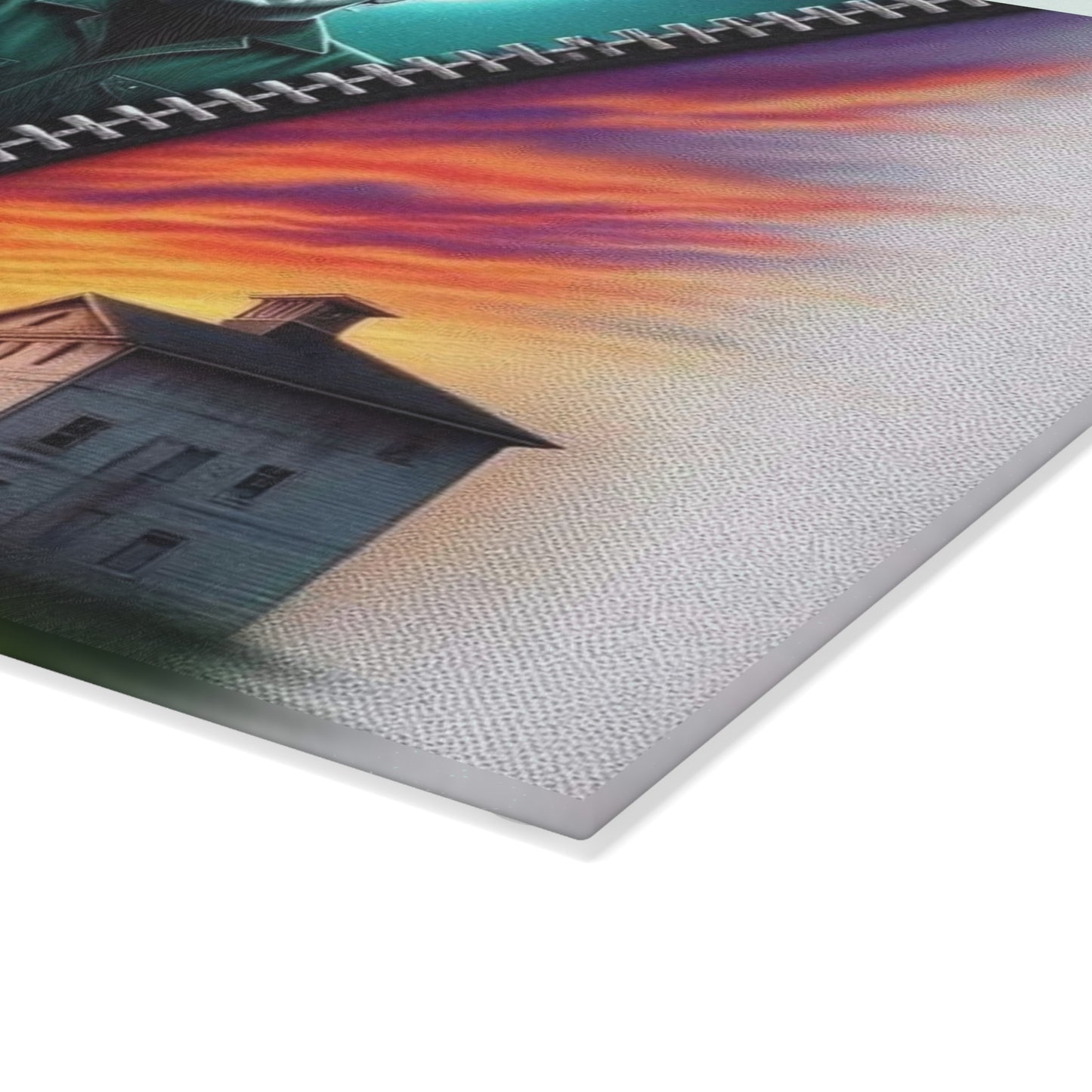 🔪 Sunset Madness Cutting Board – Zip Through the Chaos in Style