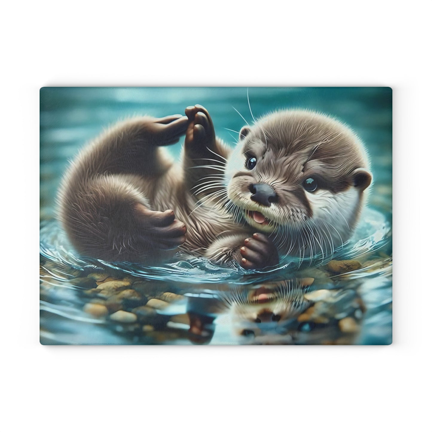 Adorable tabla de cortar de vidrio con forma de nutria: perfecta para los amantes de la naturaleza y los animales.