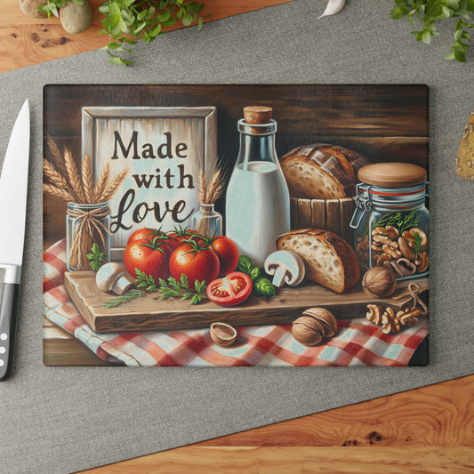 🍞 Made with Love Rustic Cutting Board – Farmhouse Kitchen Charm