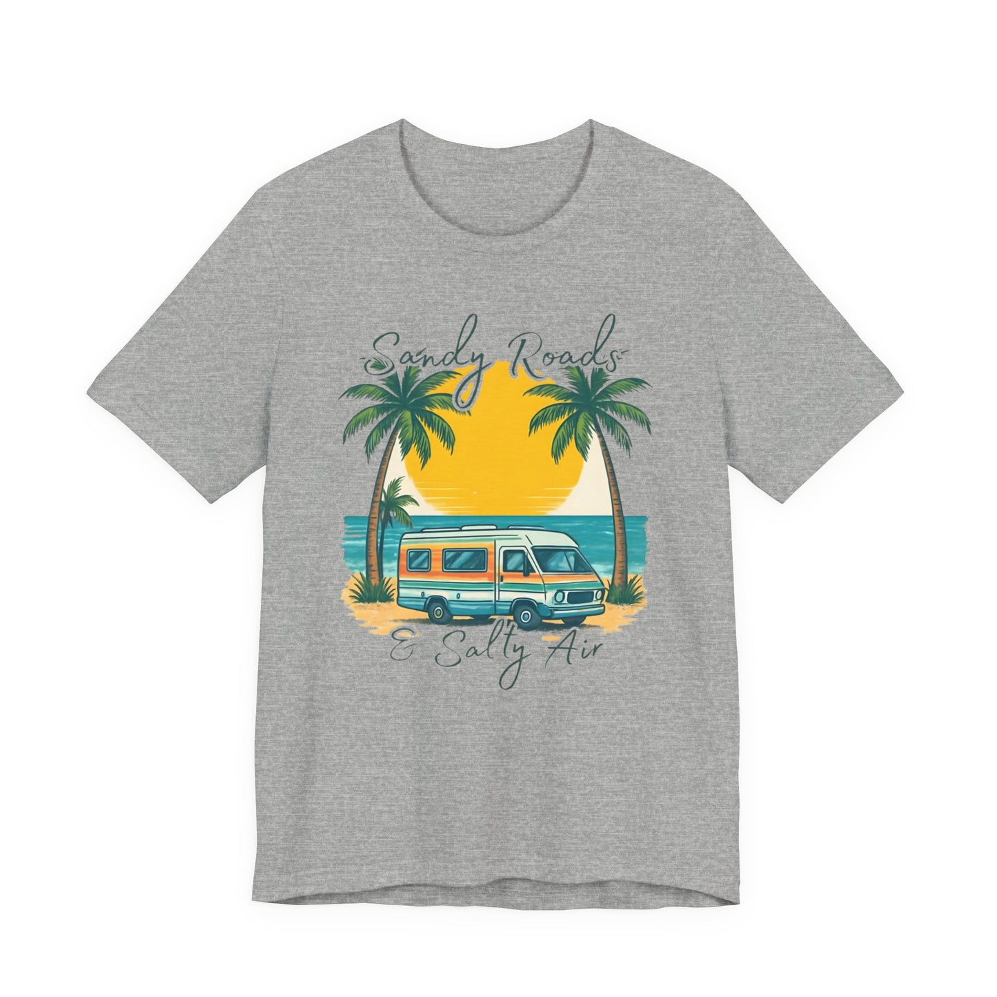 Camiseta Sandy Roads &amp; Salty Air: Camisa playera ligera para mujer para días costeros y ambiente veraniego.