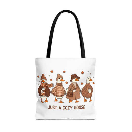 🪶 Just a Cozy Goose Tote Bag – Fall Fashion with Feathered Charm