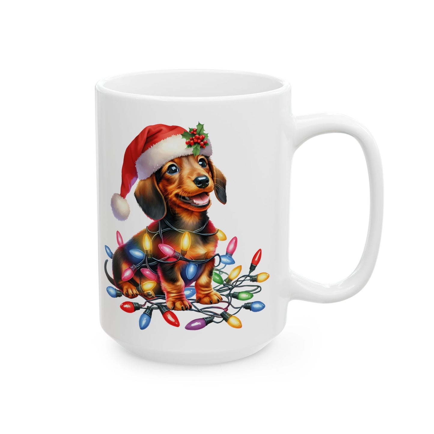 🎄 Dachshund Christmas Lights Mug – Festive Wiener Dog Cheer in Every Sip 🎁