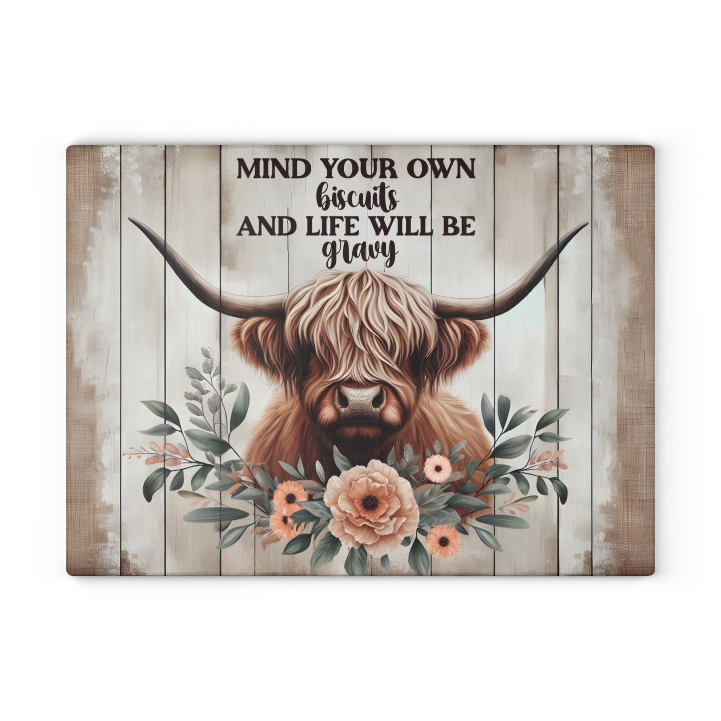 🐄 “Mind Your Own Biscuits” Cutting Board – Sass, Southern Charm & Farmhouse Fun