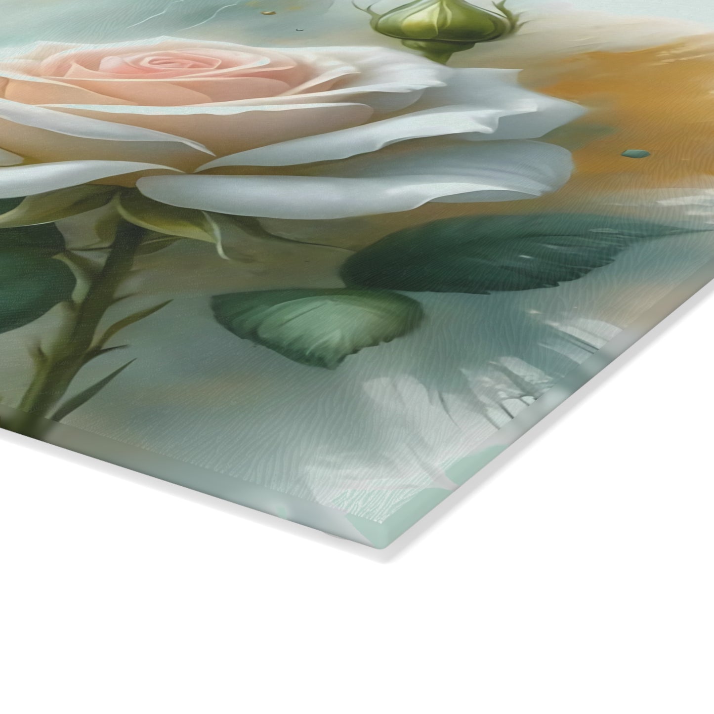 Butterfly & Single Rose Glass Cutting Board – Graceful Beauty for Your Kitchen