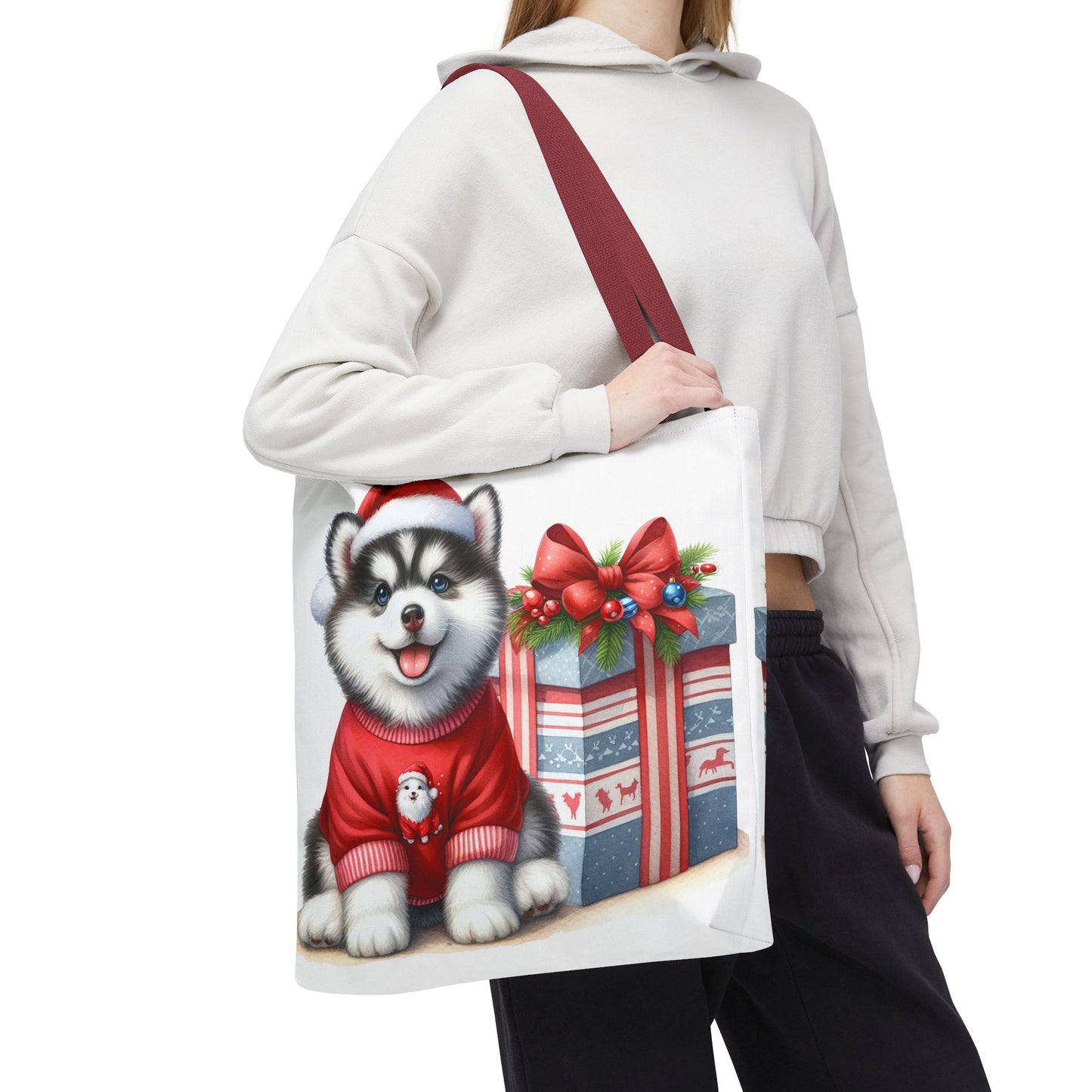 🎁 Christmas Husky Tote Bag – Festive Pup & Holiday Cheer in Every Carry 🎄