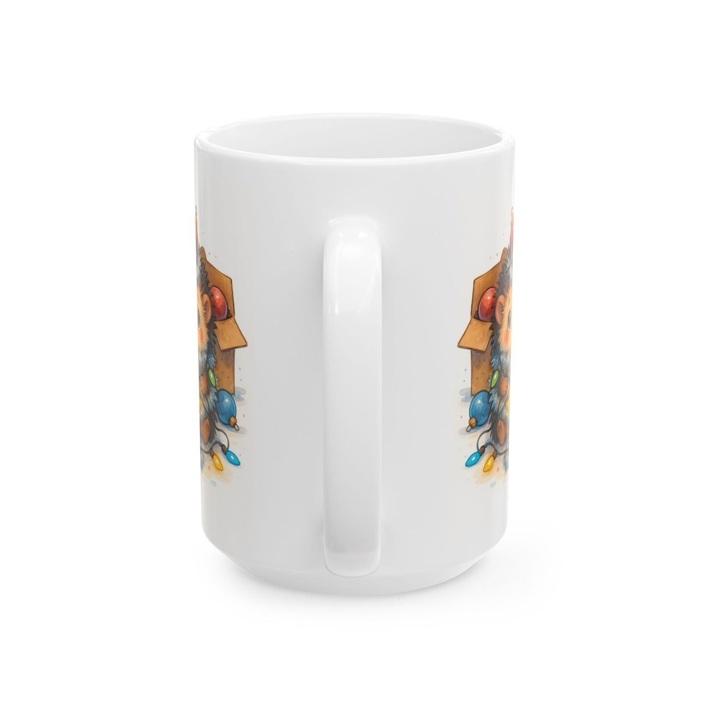 🦔🎄 Wrapped, Tangled, Still Adorable Hedgehog Mug – Cute Christmas Coffee Cup ✨☕