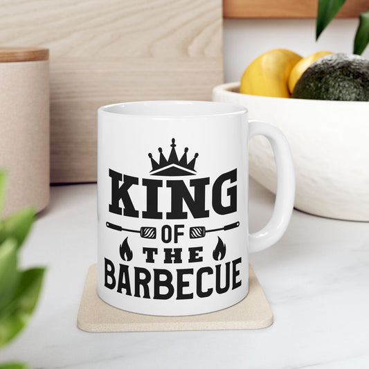 🔥👑 REY DE LA BARBACOA – Divertida taza de café para papá asador (11 oz y 15 oz) 👑🔥
