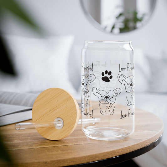 🐾 Frenchie Love Sipper Glass – Sip in Style with Your Favorite Pup! 🖤