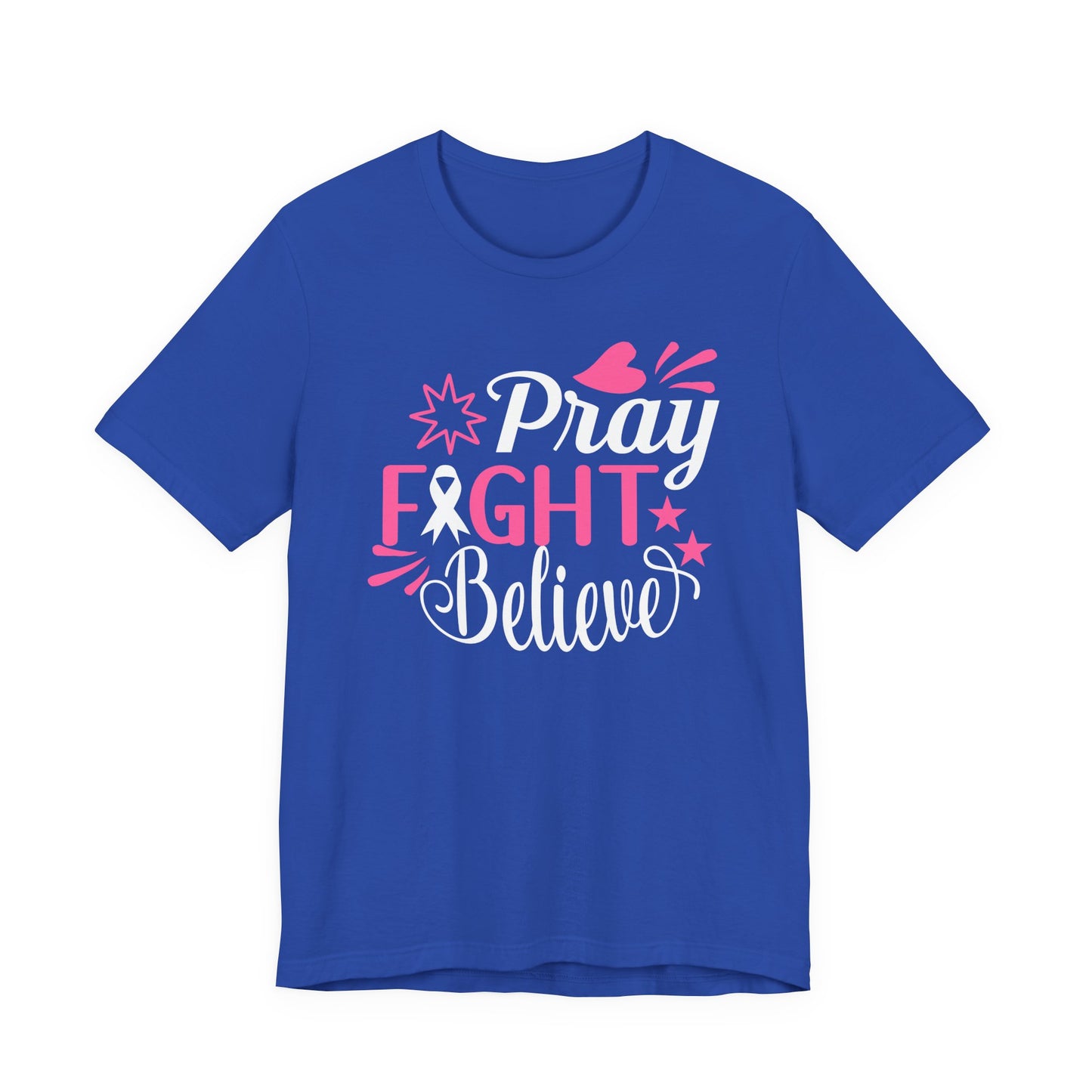 💗 Pray Fight Believe – Breast Cancer Awareness T-Shirt 🎗️